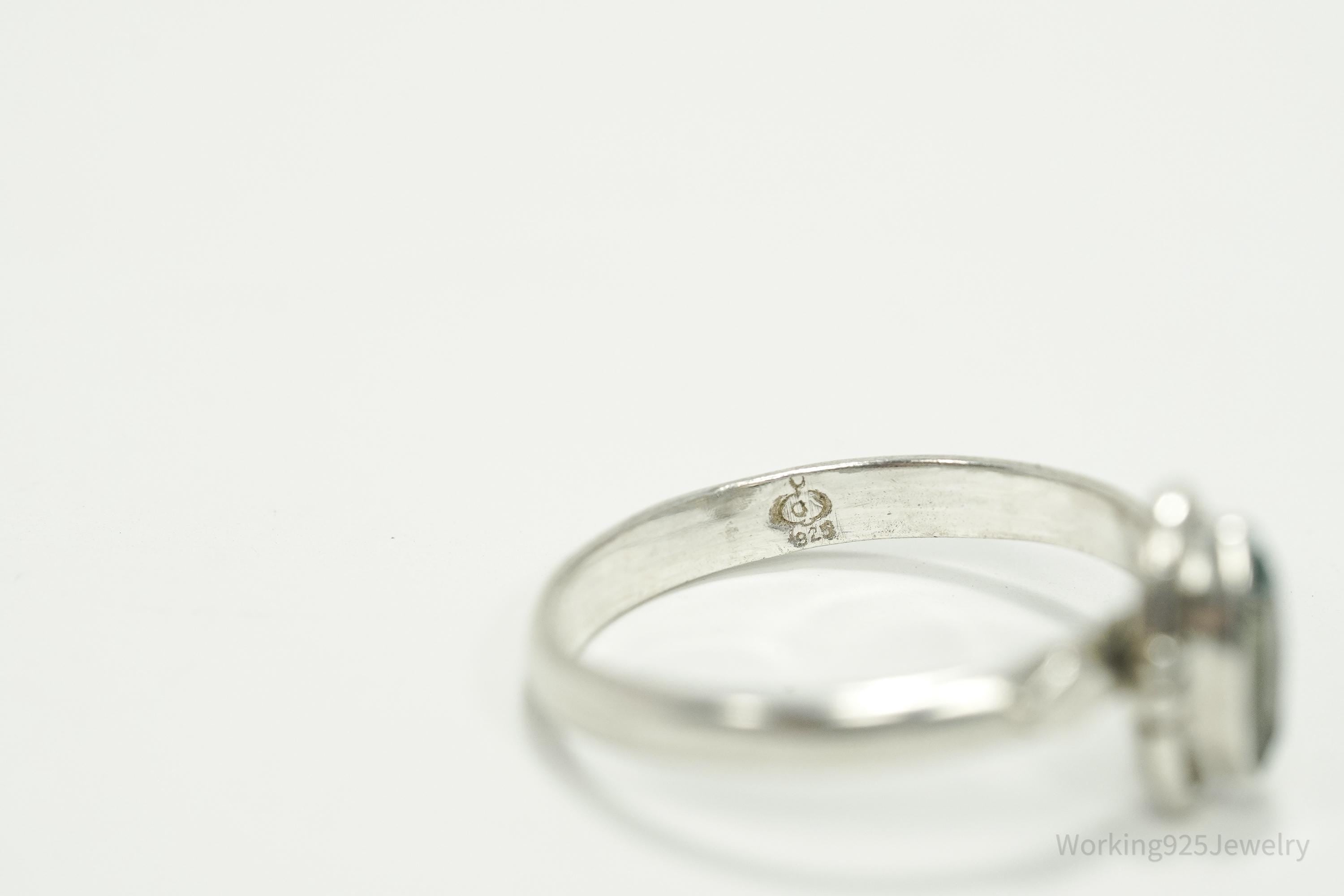 Vintage Designer Doug Paulus Blue Topaz Sterling Silver Ring - Size 8.25