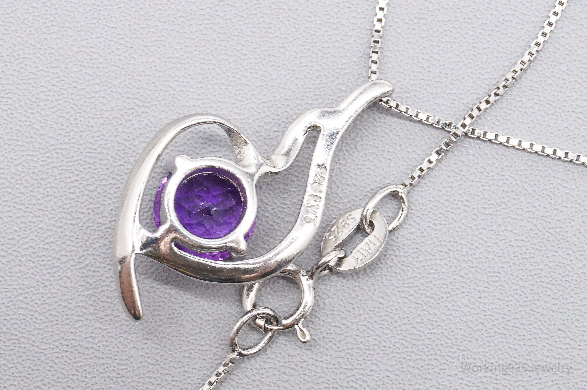 Vintage Purple Amethyst Sterling Silver Necklace 18"