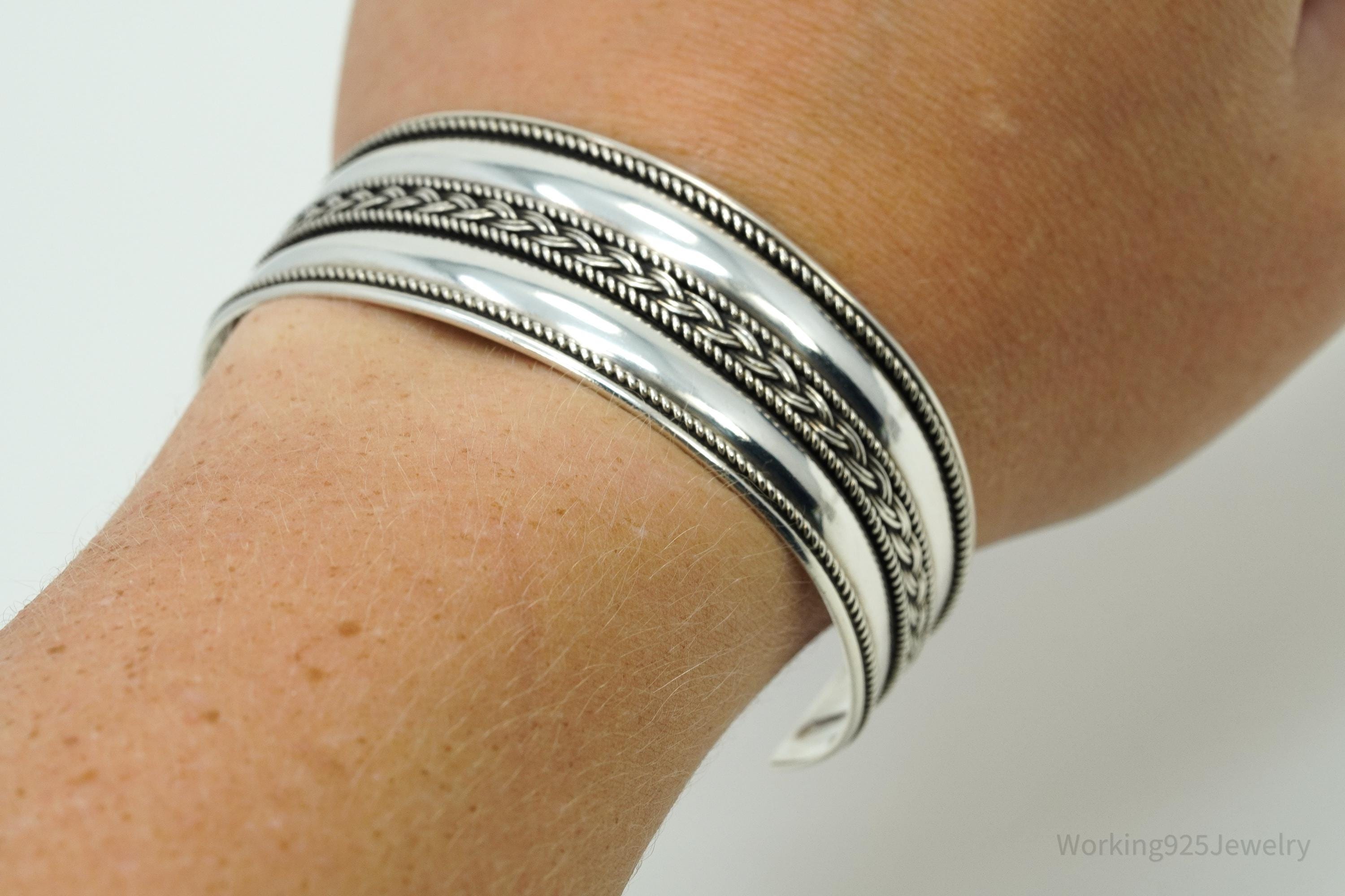 Vintage Designer BA Suarti Sterling Silver Cuff Bracelet 7.25"