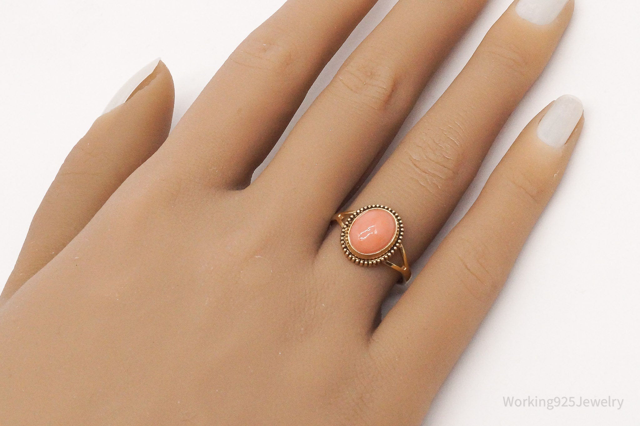 Antique Designer Clark & Coombs Coral 10K Gold Filled Ring - Size 7.75