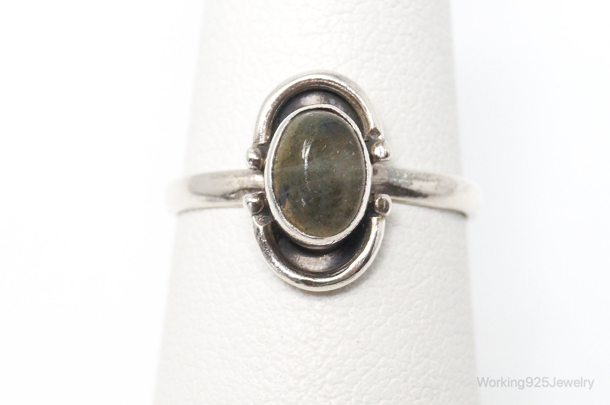 Vintage Natural Labradorite Sterling Silver Ring - SZ 6.25