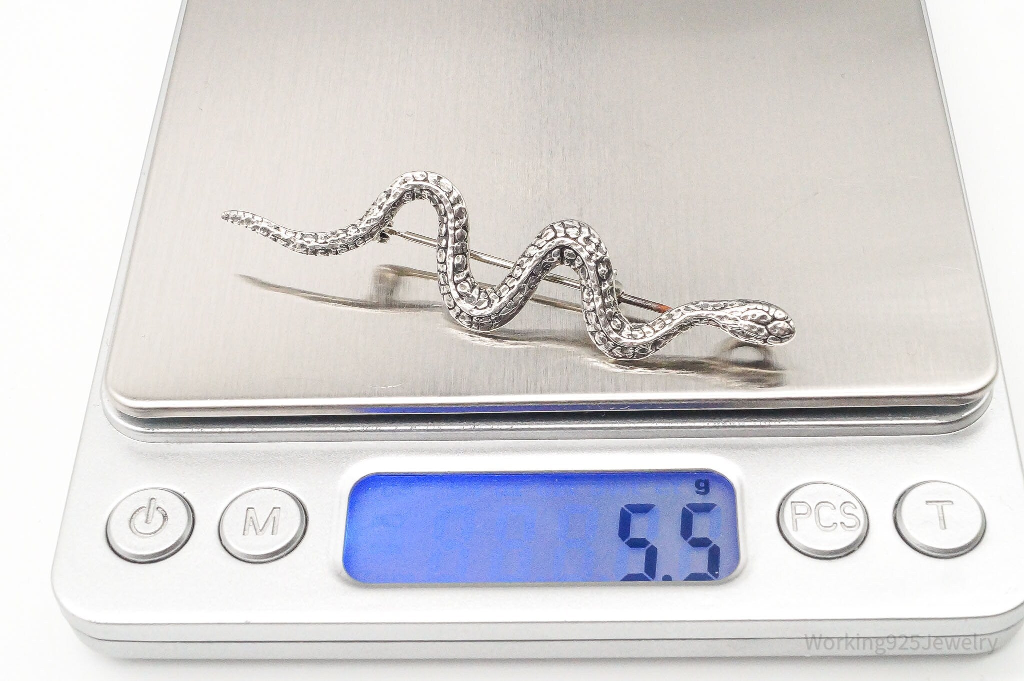 Vintage Snake Sterling Silver Pendant Brooch Pin