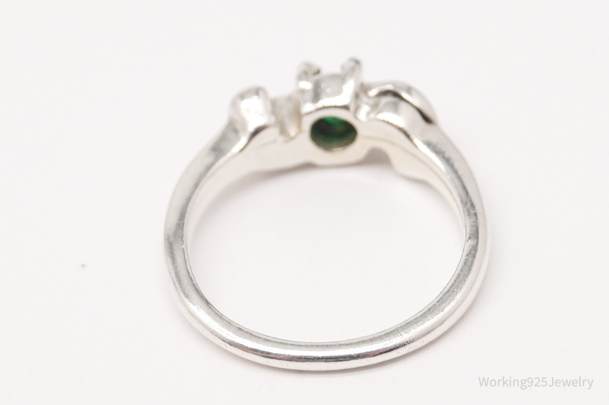 Vintage Green Topaz Silver Ring - Size 4.24