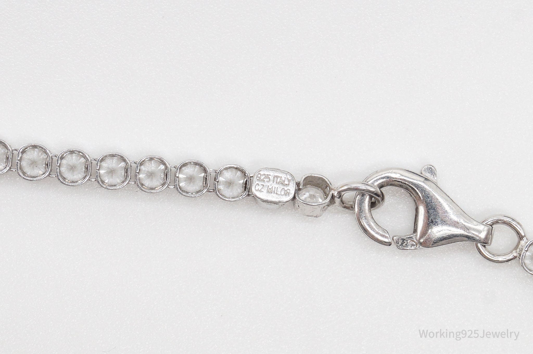 Vintage Italian Designer Milor Cubic Zirconia Sterling Silver Tennis Bracelet