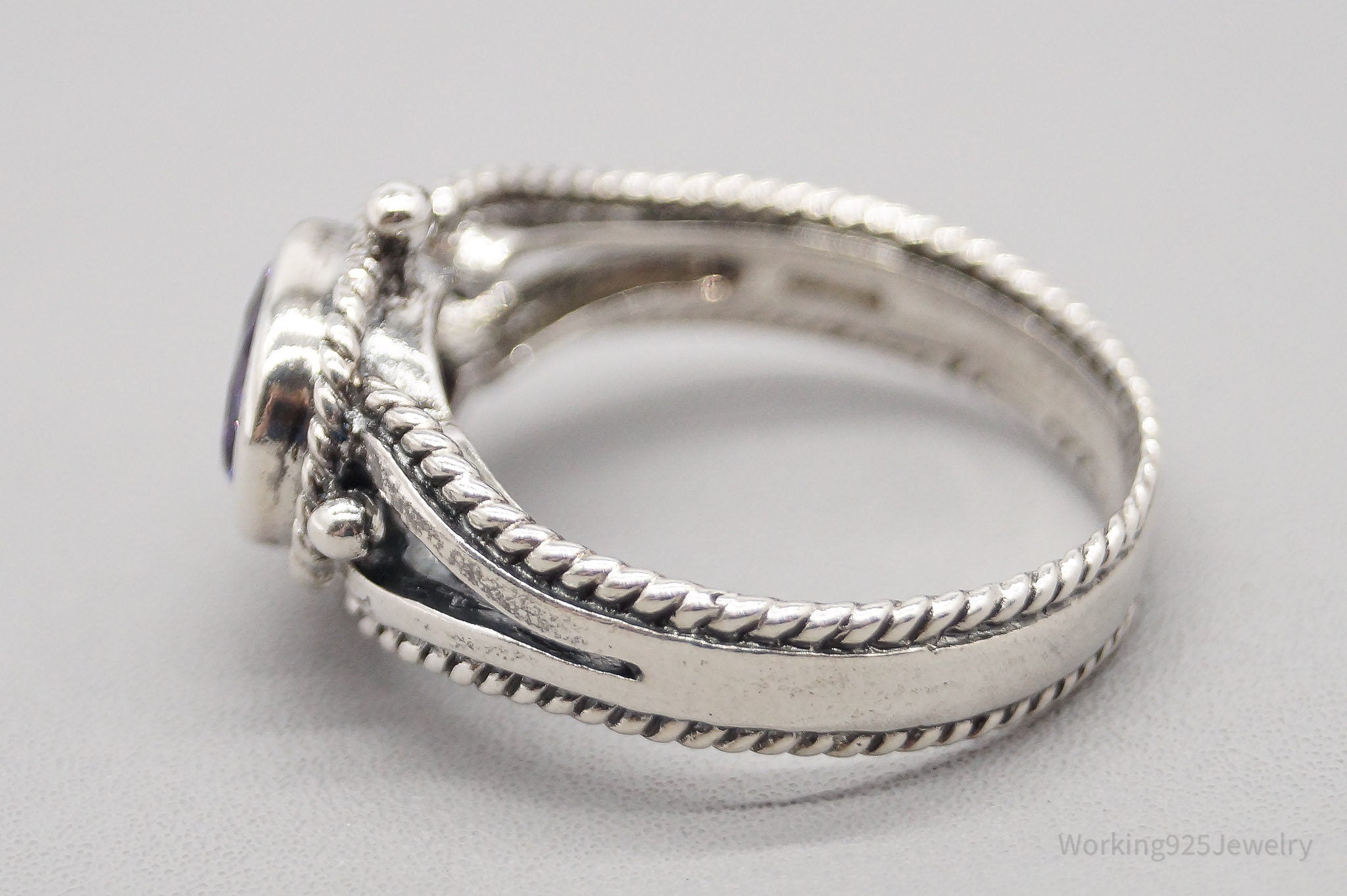 Vintage Amethyst Sterling Silver Ring - Size 10