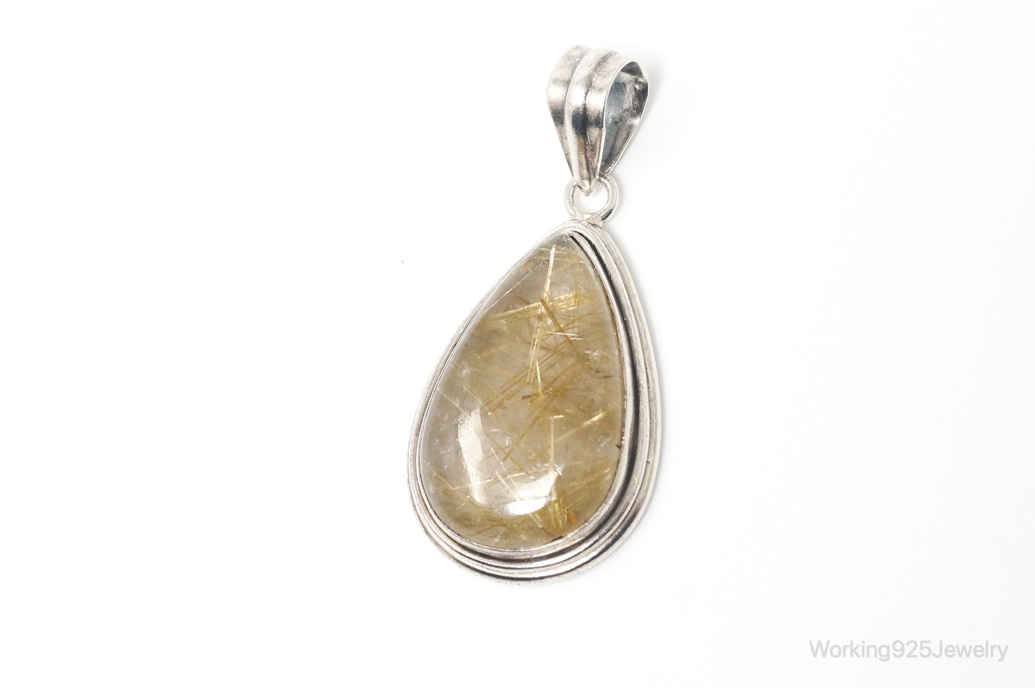 Vintage Rutilated Quartz Sterling Silver Southwestern Necklace Pendant