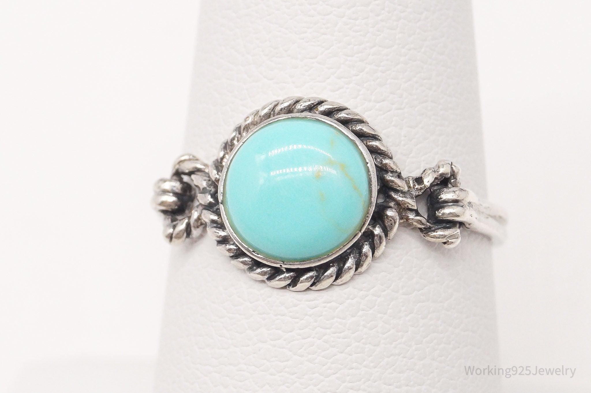 Vintage Turquoise Sterling Silver Ring - Size 7.5