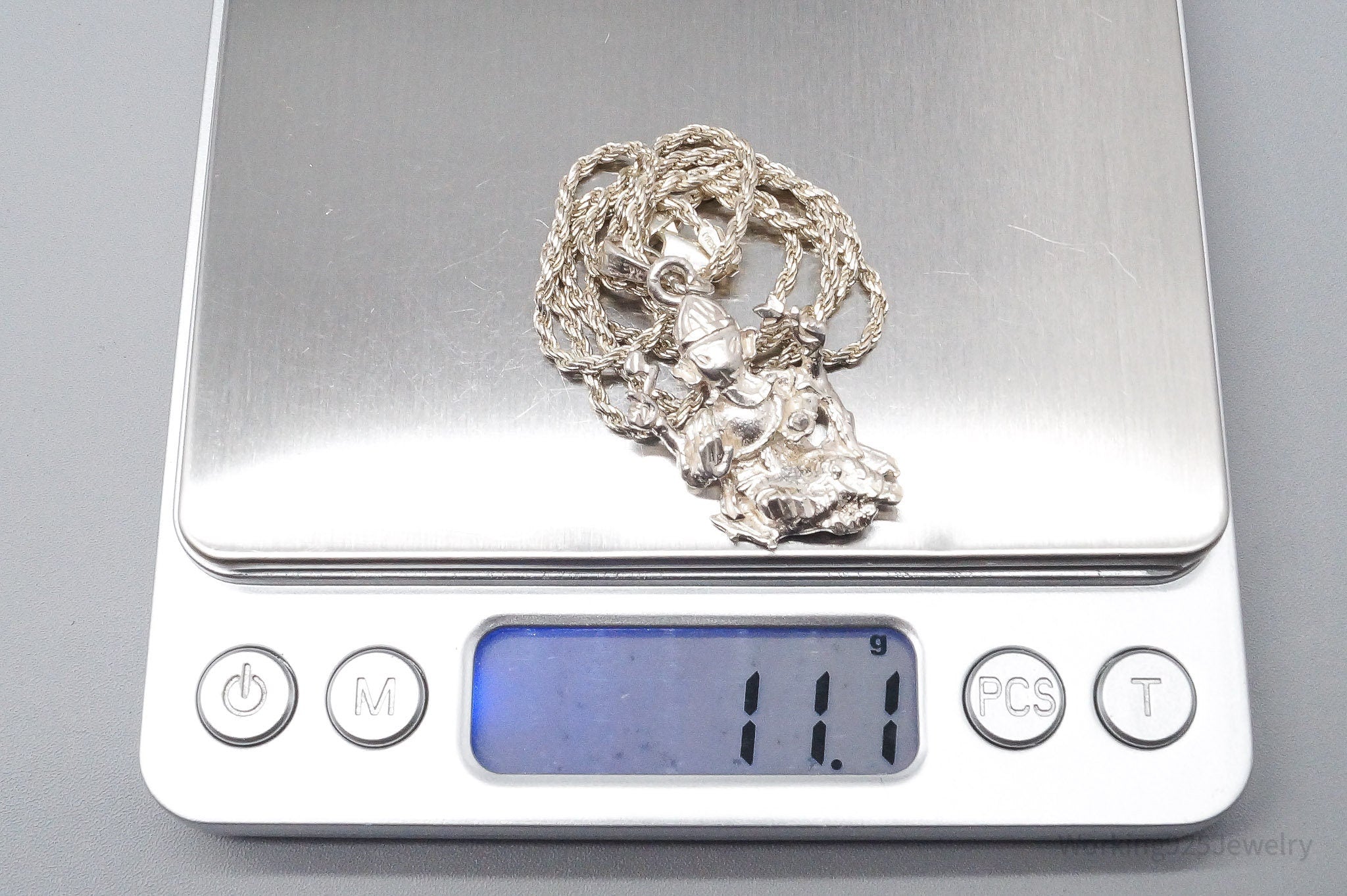 Vintage Buddha Ganesha Sterling Silver Necklace 18"