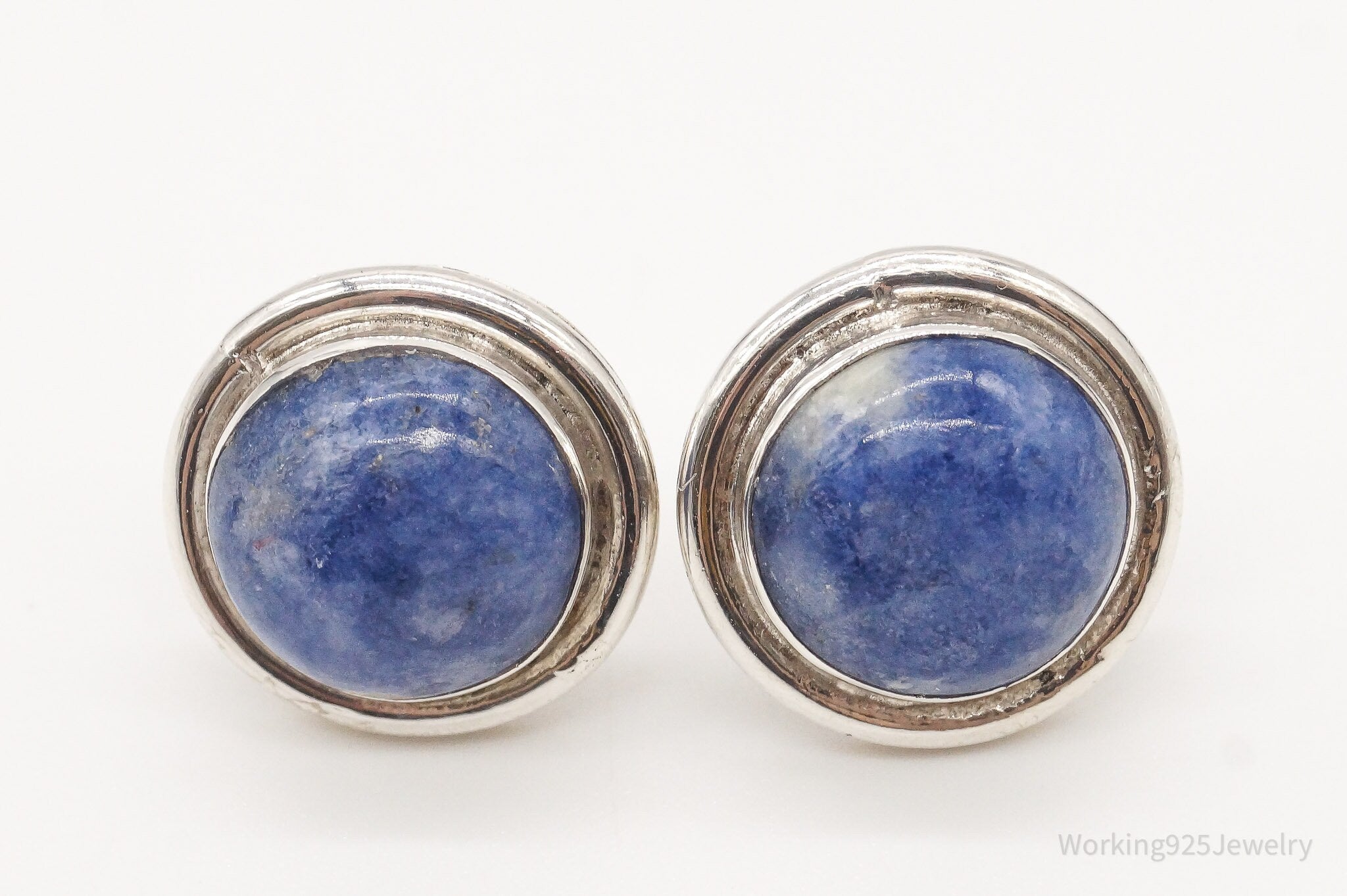 Vintage Sodalite 950 Silver Earrings