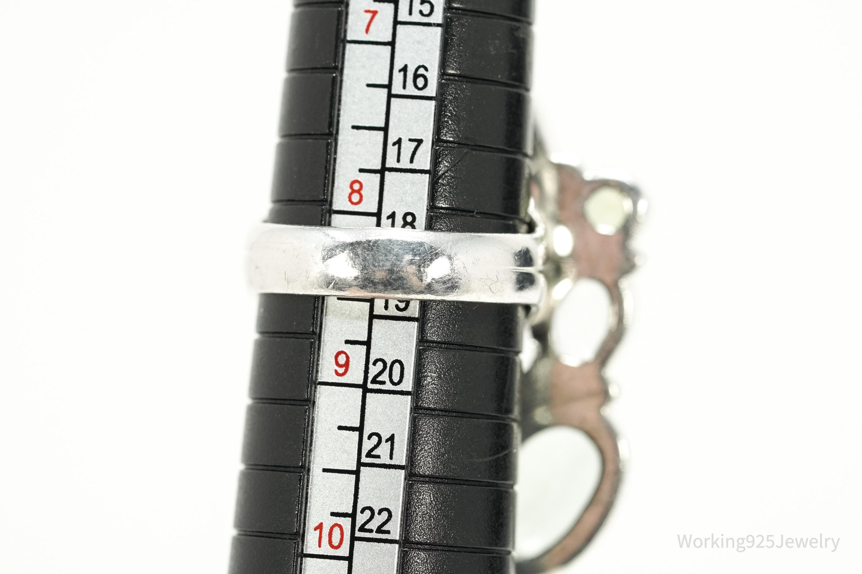 Vintage Green Mojave Turquoise Multi Gemstone Sterling Silver Ring - Size 8.5