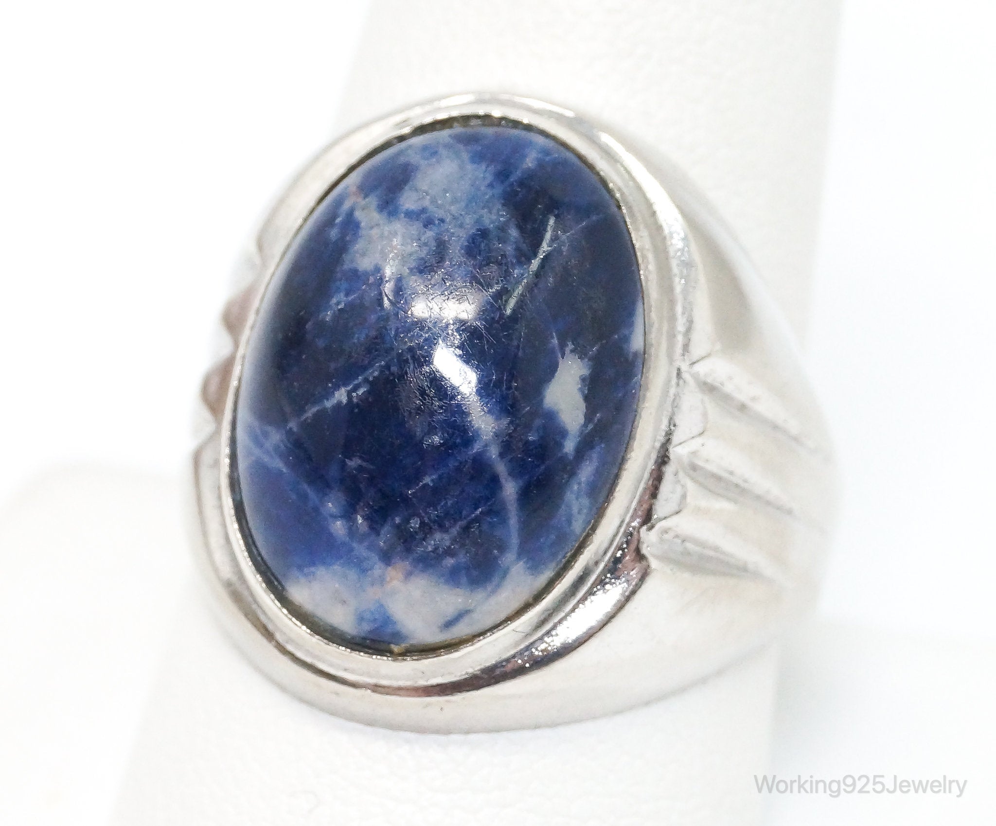 Vintage Large Sodalite Sterling Silver Ring - Size 10