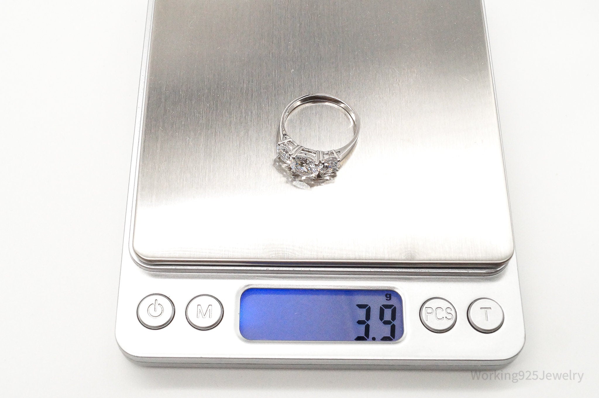 Vintage Cubic Zirconia Sterling Silver Ring - Size 10