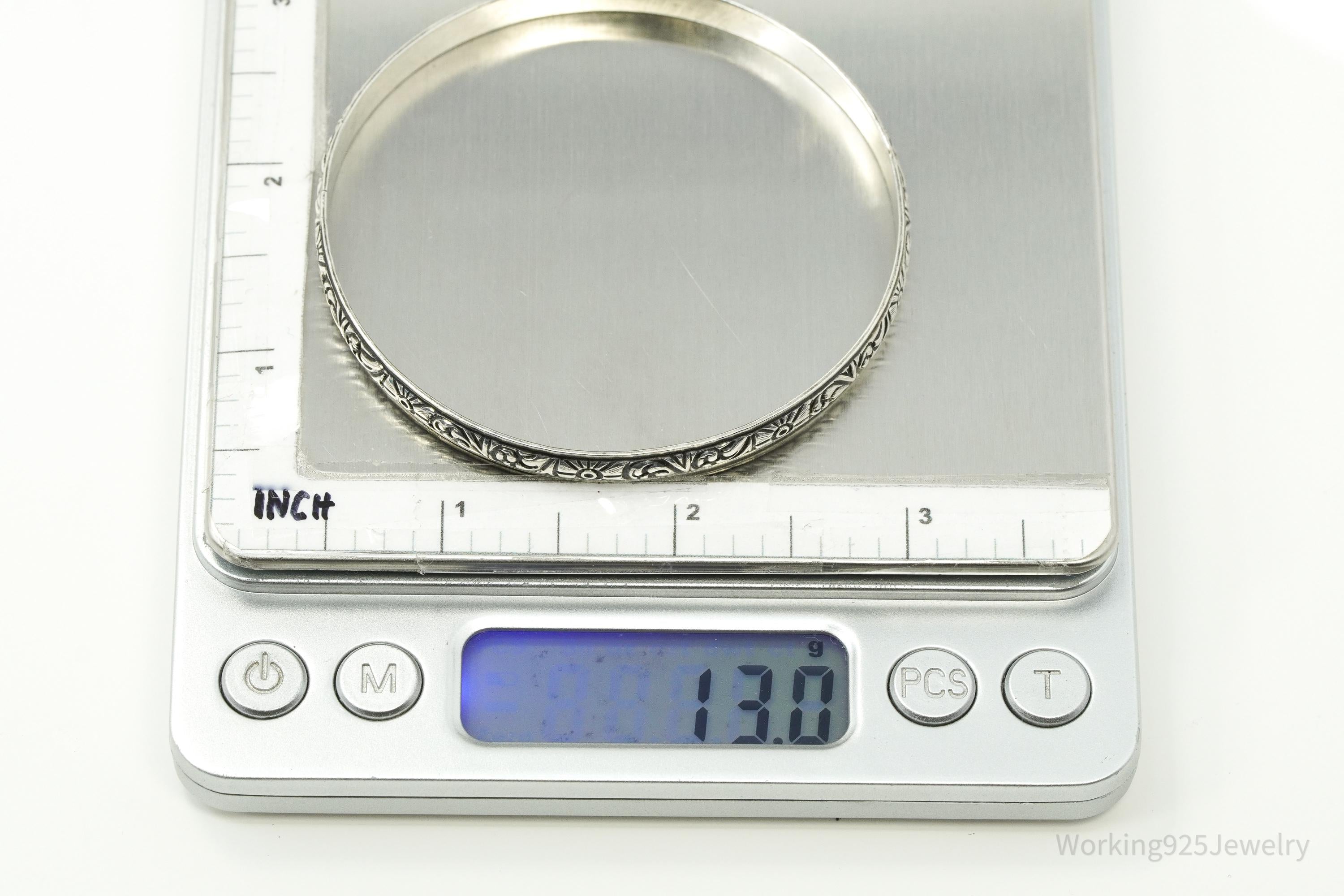 Antique Designer Danecraft Art Deco Pattern Sterling Silver Bracelet 7.75