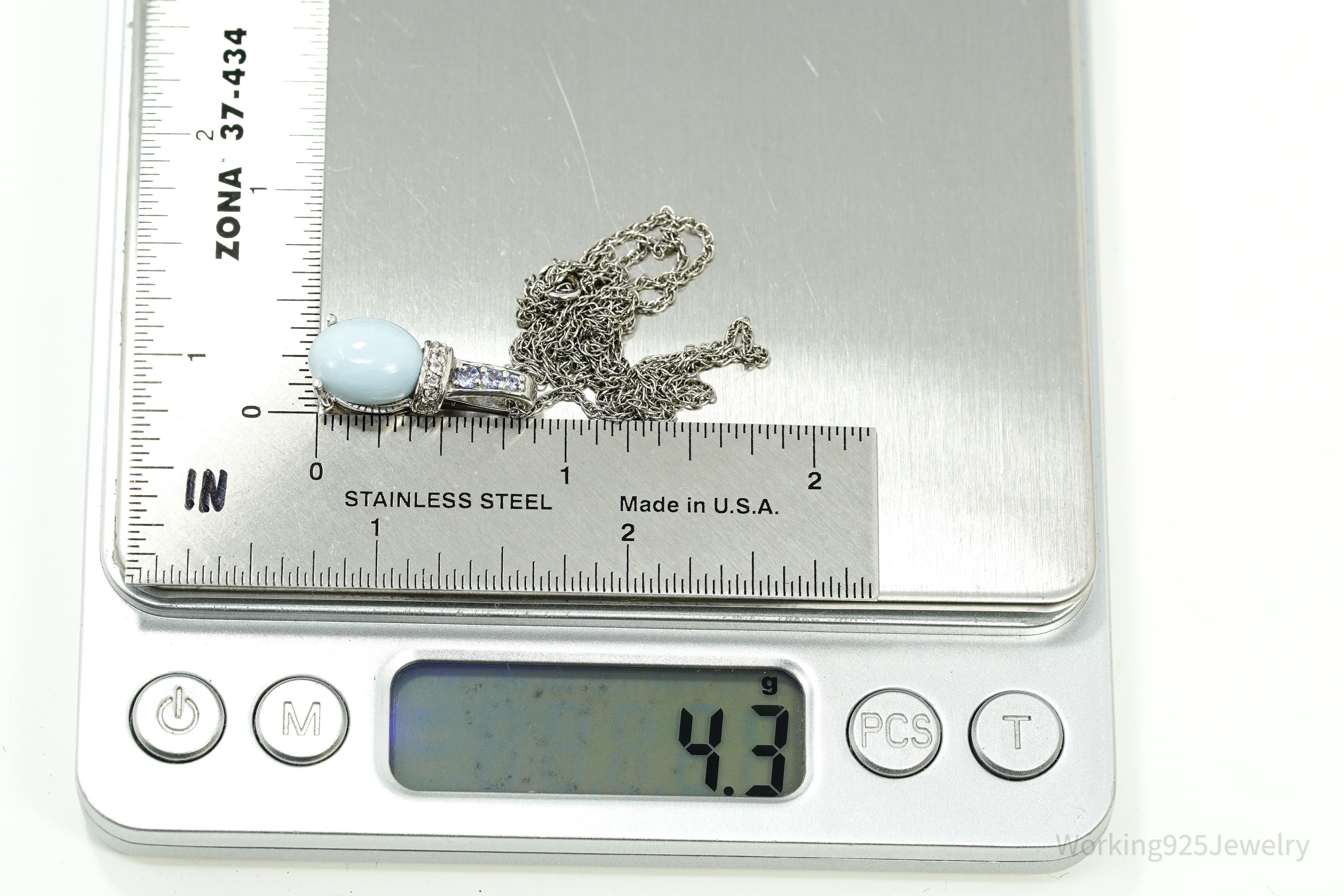 BBJ Blue Larimar, Tanzanite, And White Topaz Sterling Silver Necklace 18"