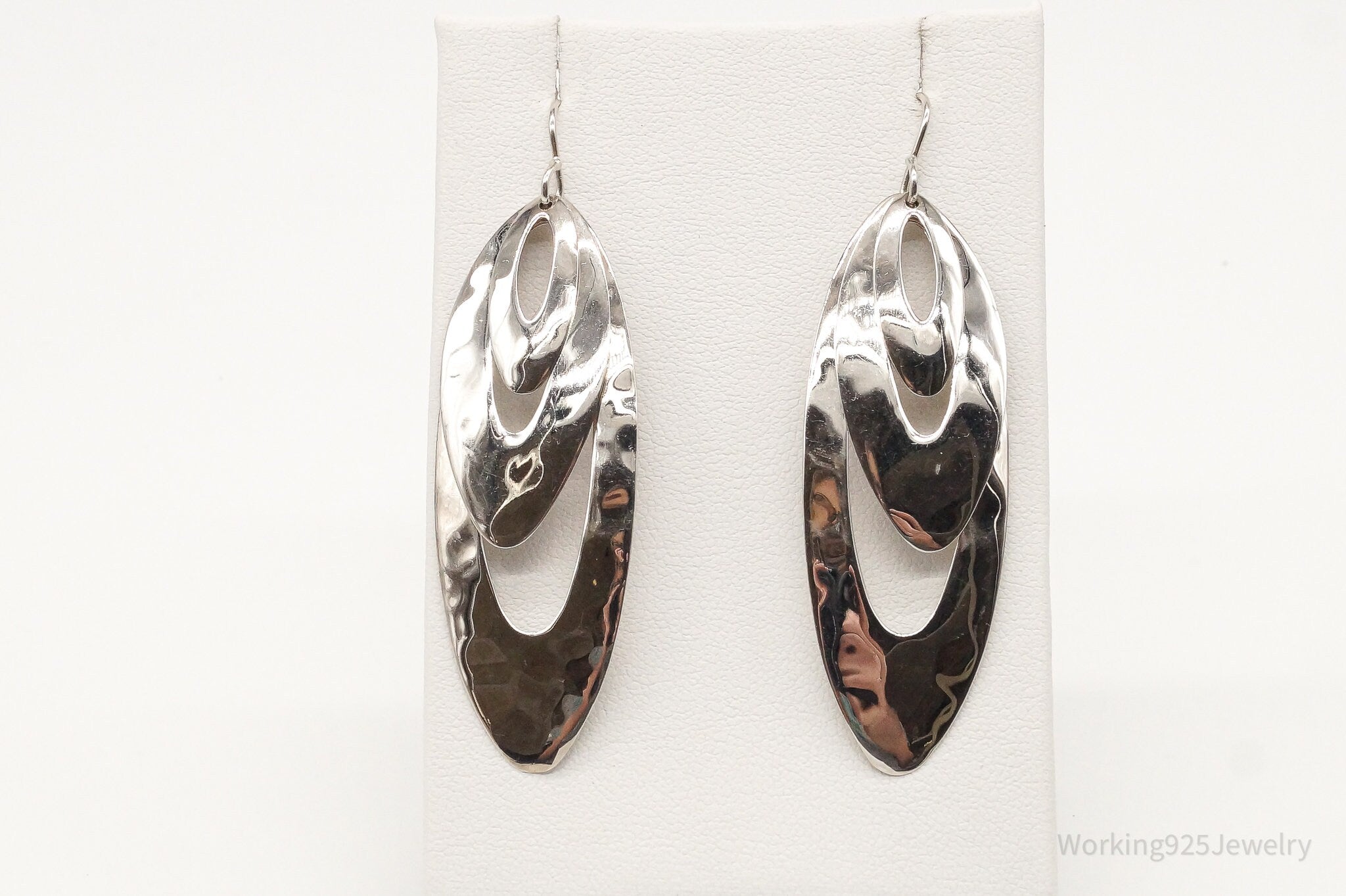 Vintage Designer RLM Studio Modernist Sterling Silver Hammered Earrings
