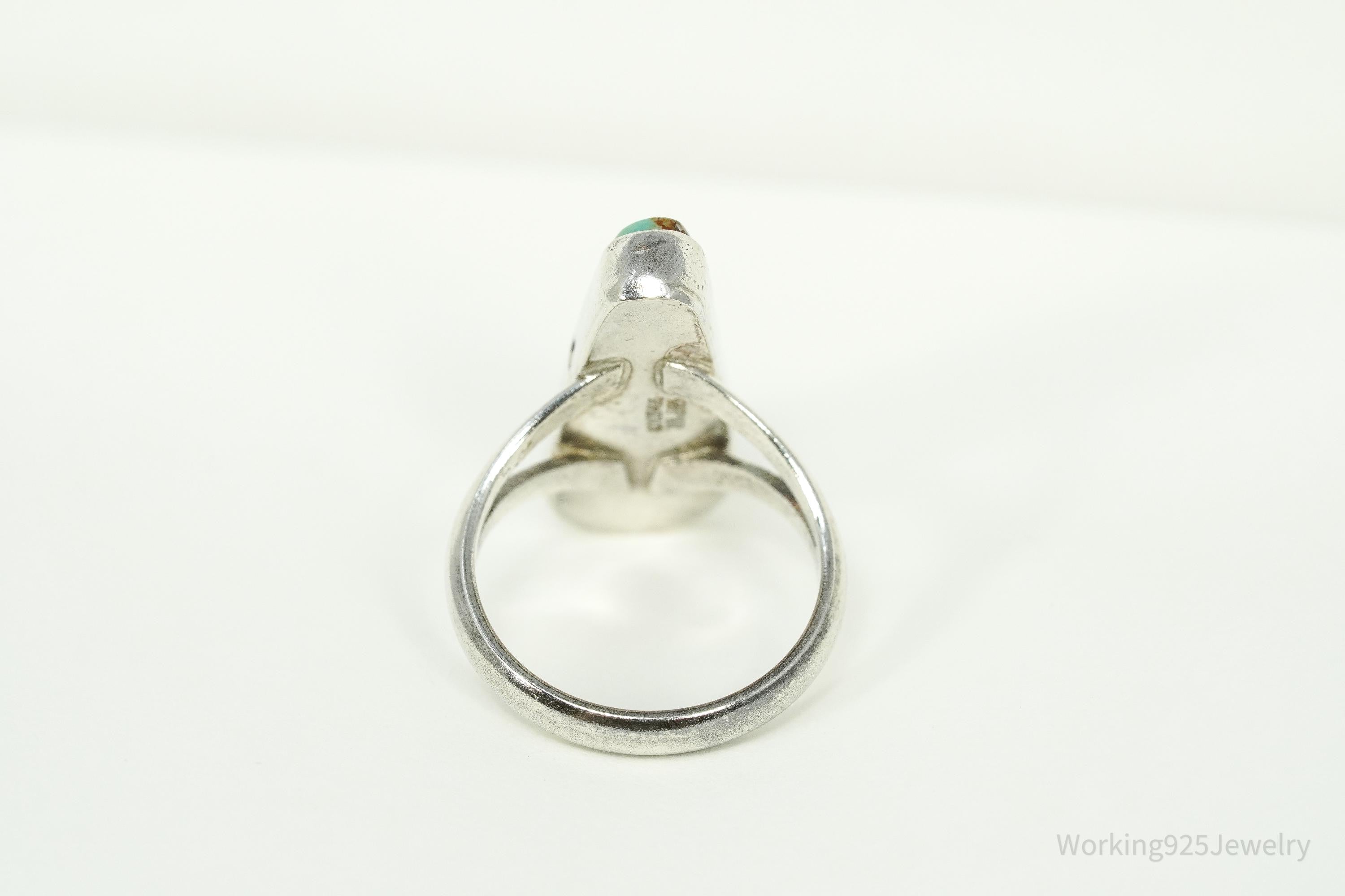 Vintage Native American Turquoise Sterling Silver Ring - Size 5.5