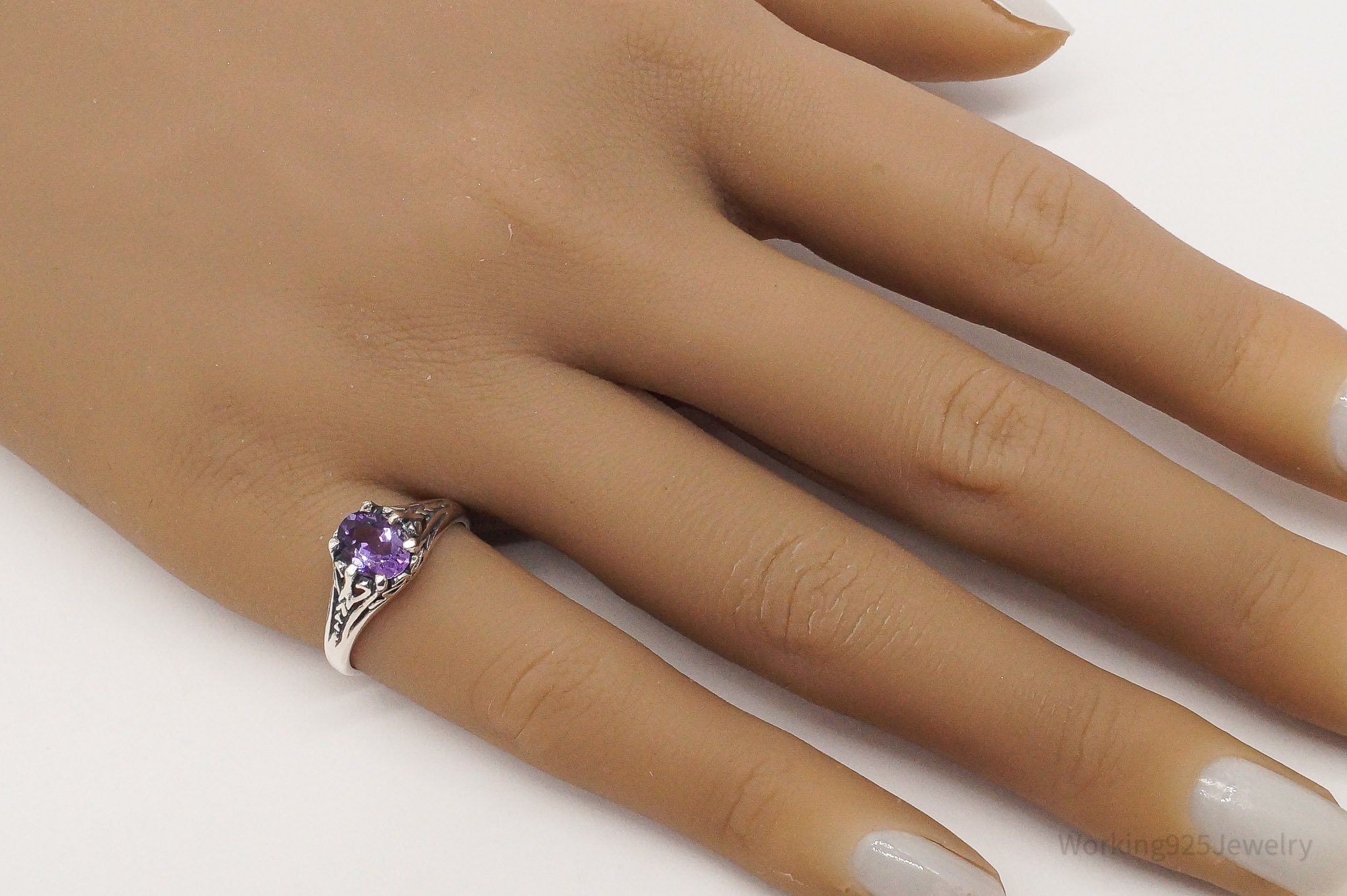 Vintage Designer KABANA Amethyst Sterling Silver Ring - Size 6