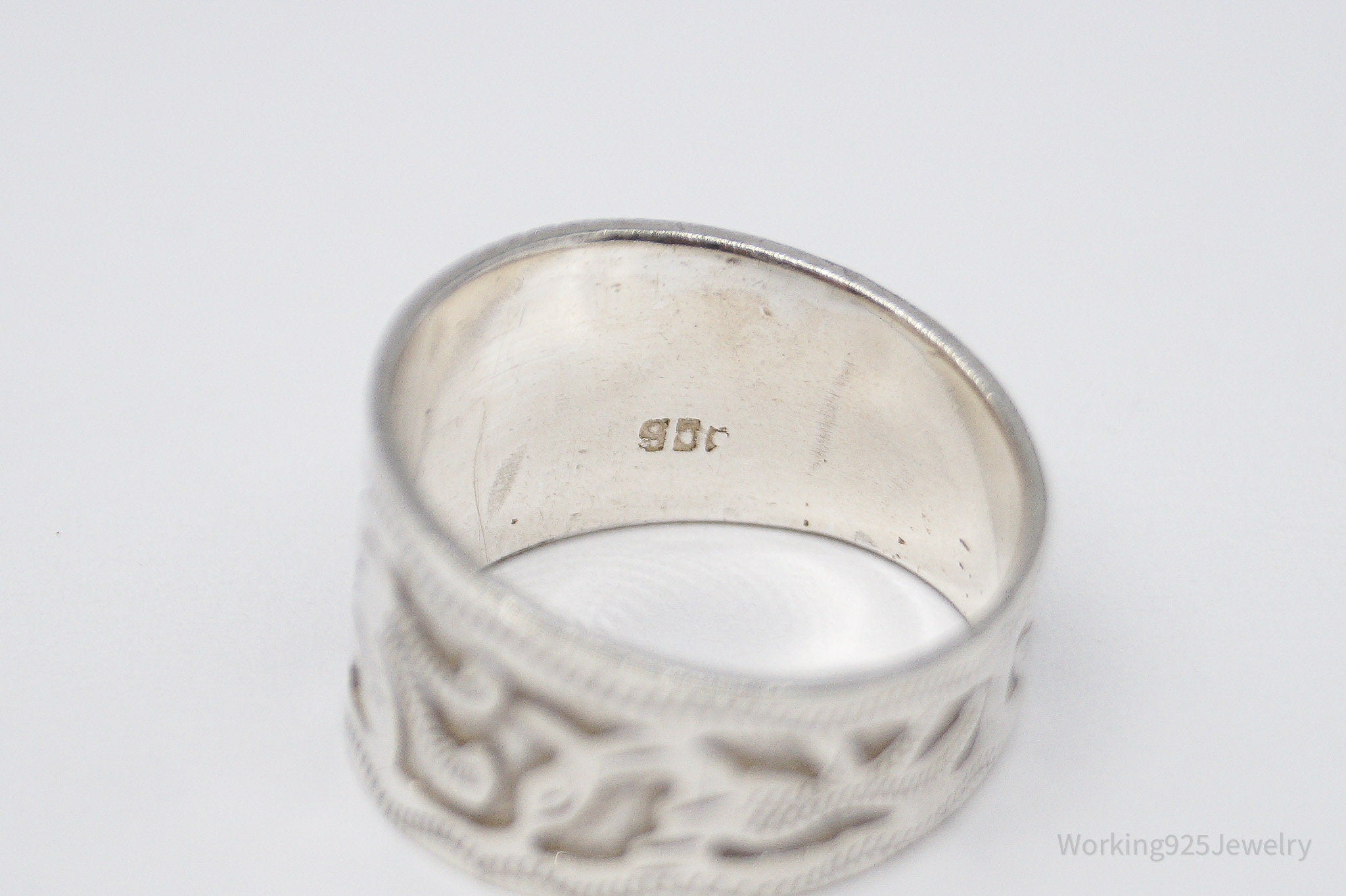 Vintage Guatemala 900 Silver Band Ring Size 9