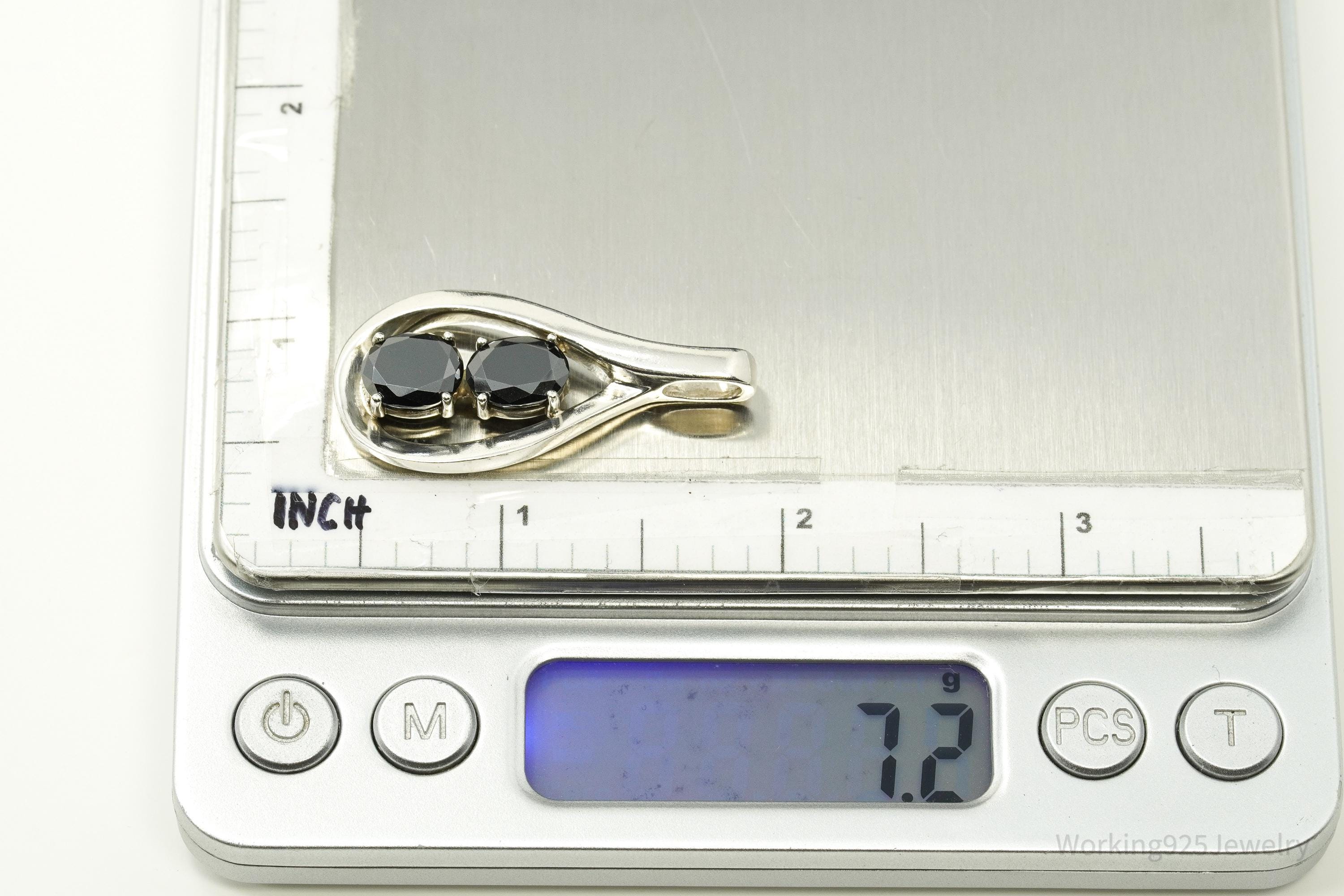 Vintage Hematite Sterling Silver Pendant