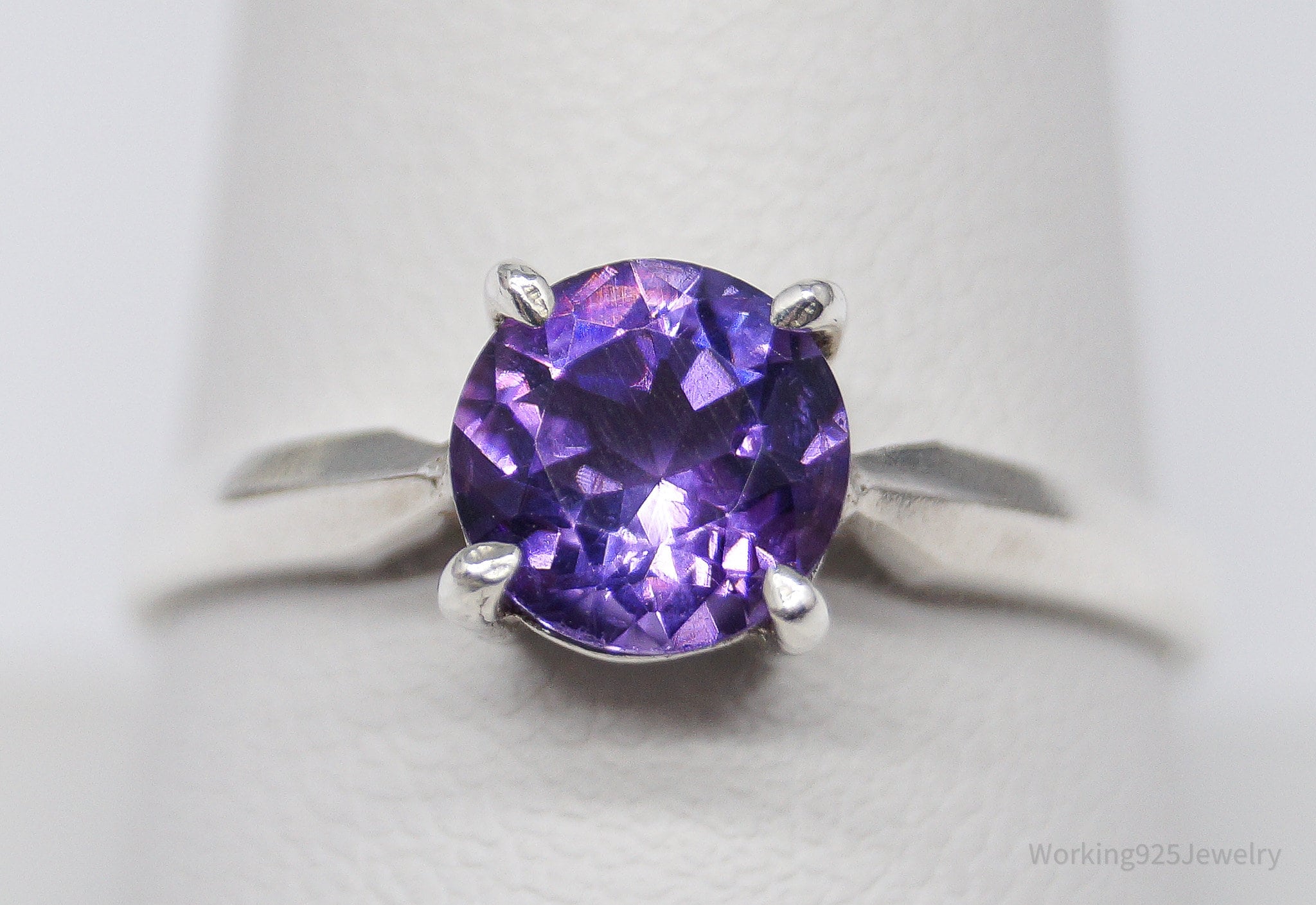 Vintage Purple Amethyst Sterling Silver Ring - Size 9.75