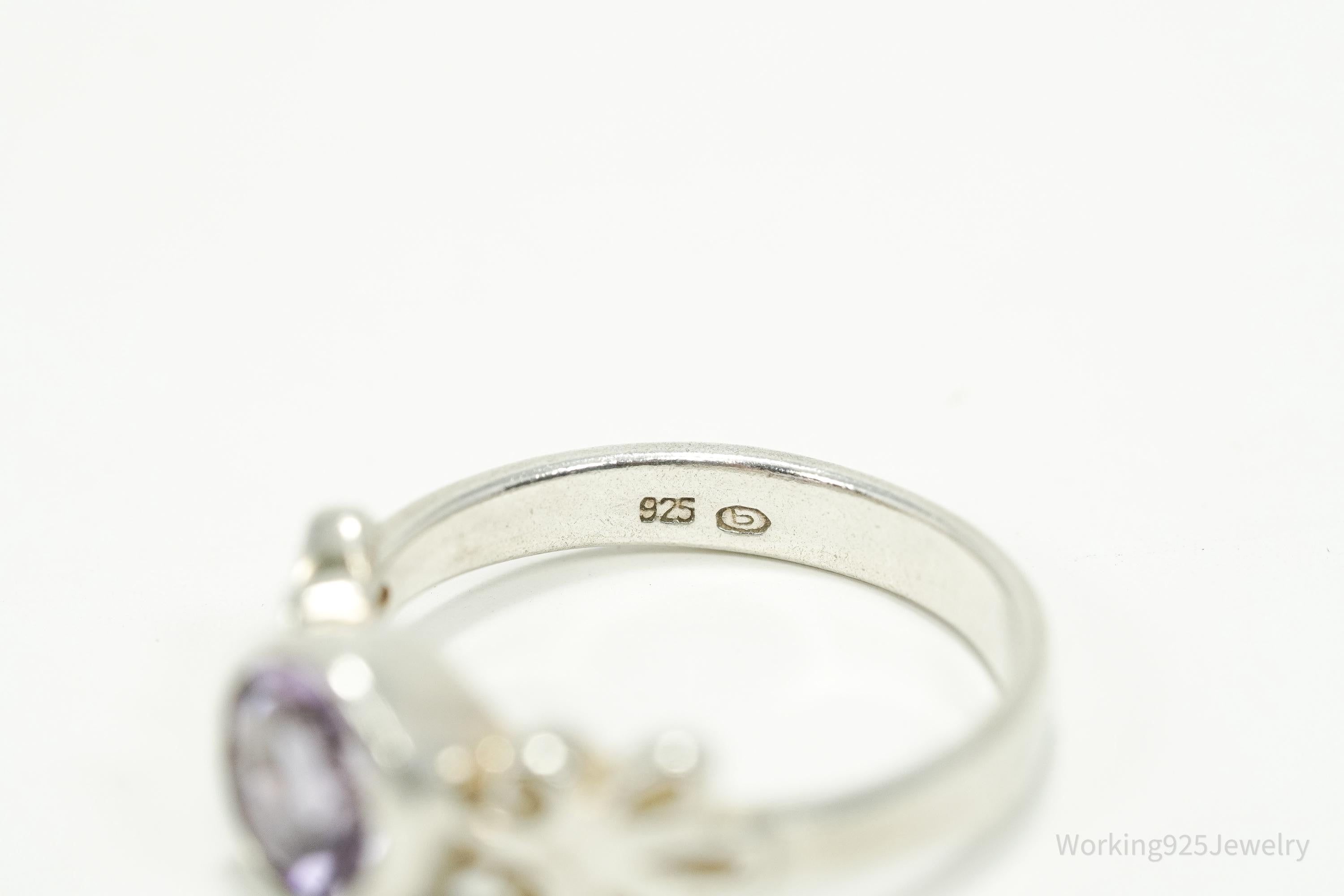 Vintage Purple Amethyst Sterling Silver Ring - Size 7.25