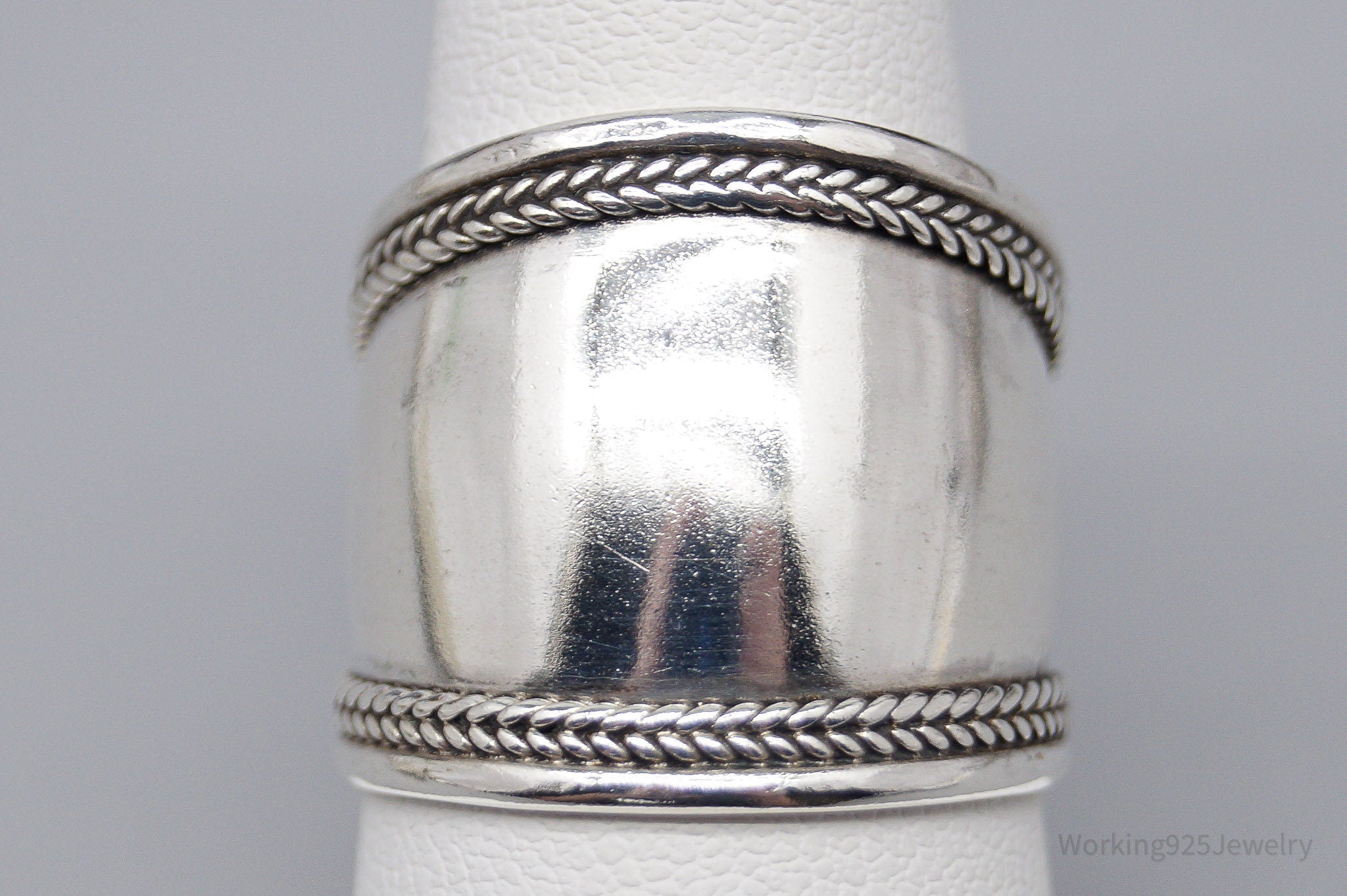 Vintage Sterling Silver Wide Band Ring - Size 7.75