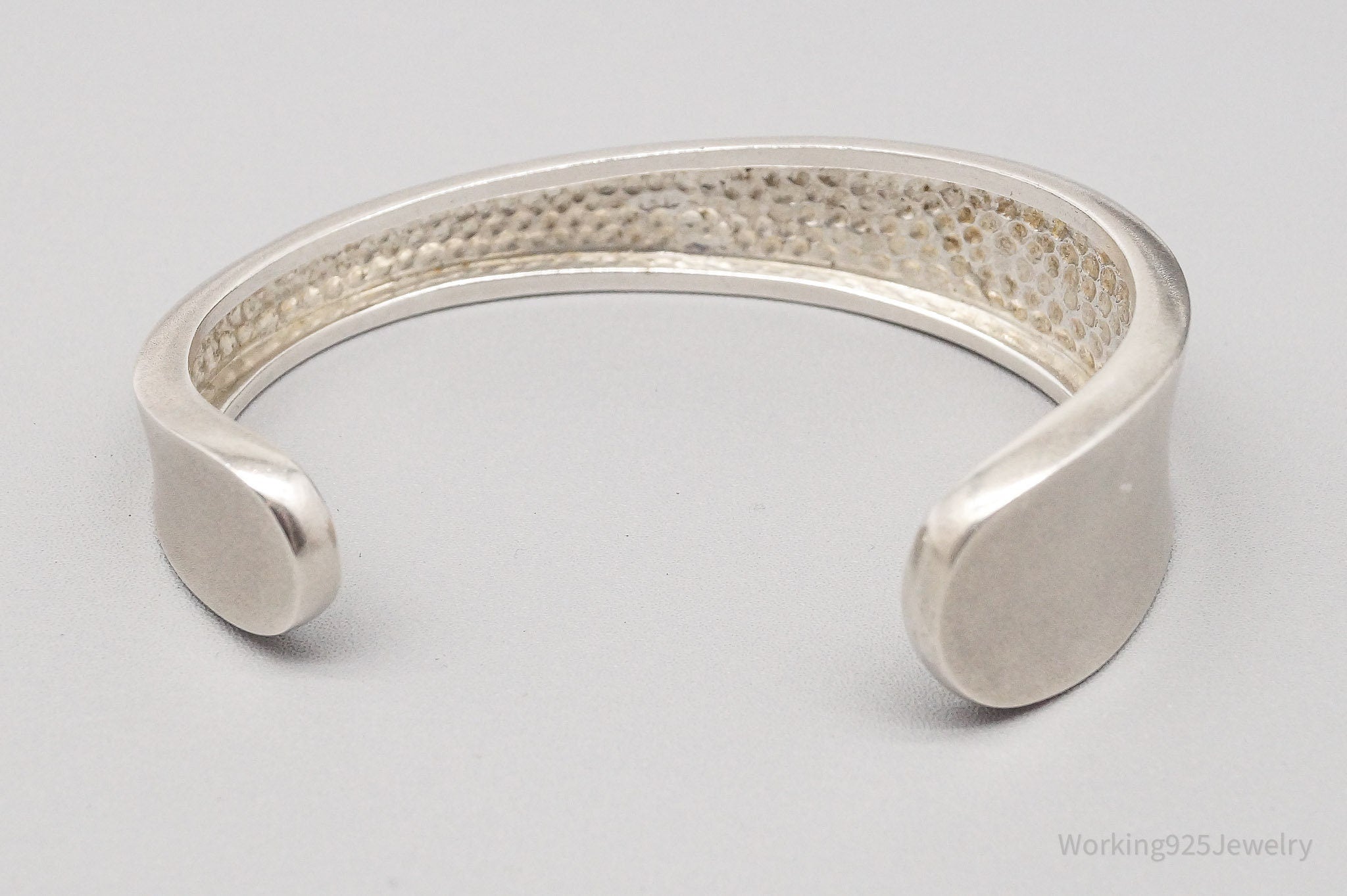 Vintage Greek 18K White Gold Over Sterling Silver Cuff Bracelet