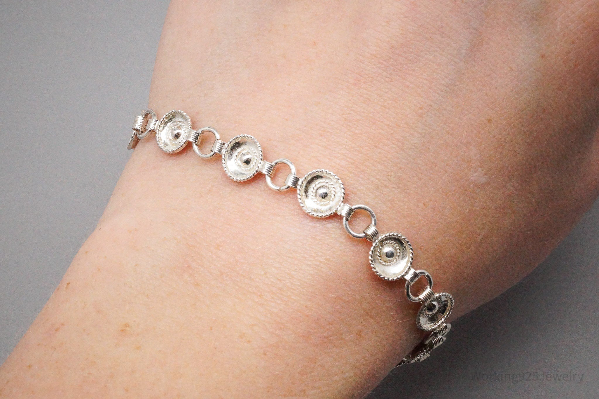 Vintage Mexico Modernist Style Sterling Silver Chain Bracelet