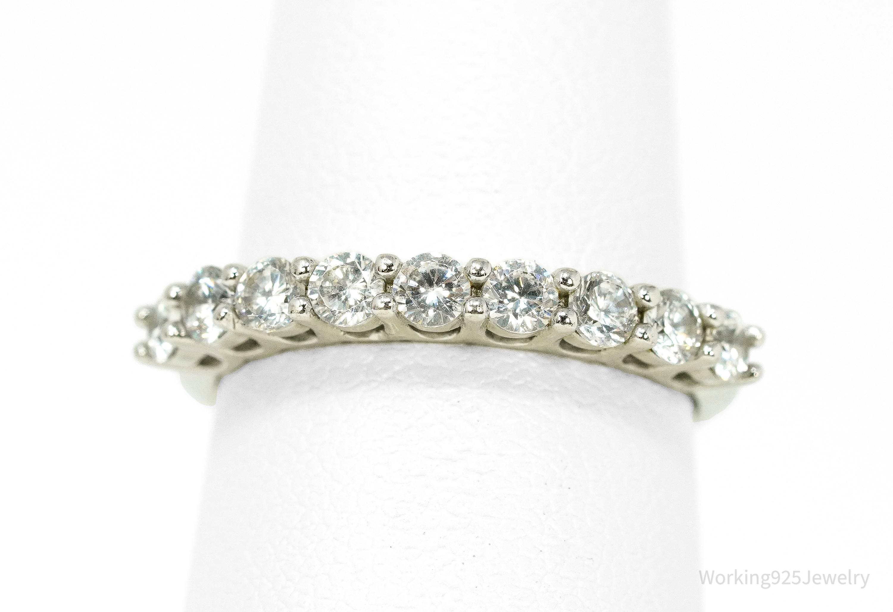 Vintage Cubic Zirconia Sterling Silver Band Ring - Size 5.25