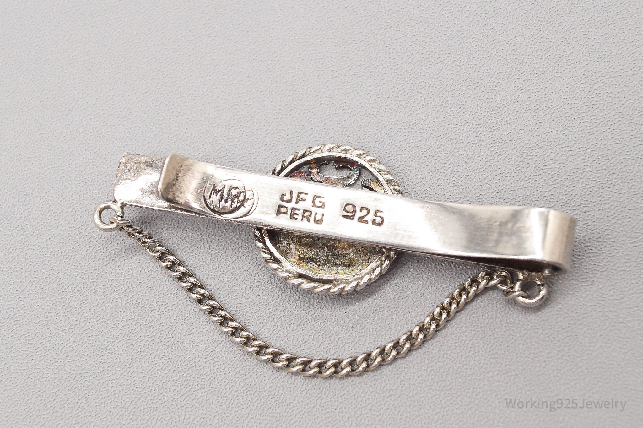 Vintage Peru National Coat Of Arms Sterling Silver Tie Bar