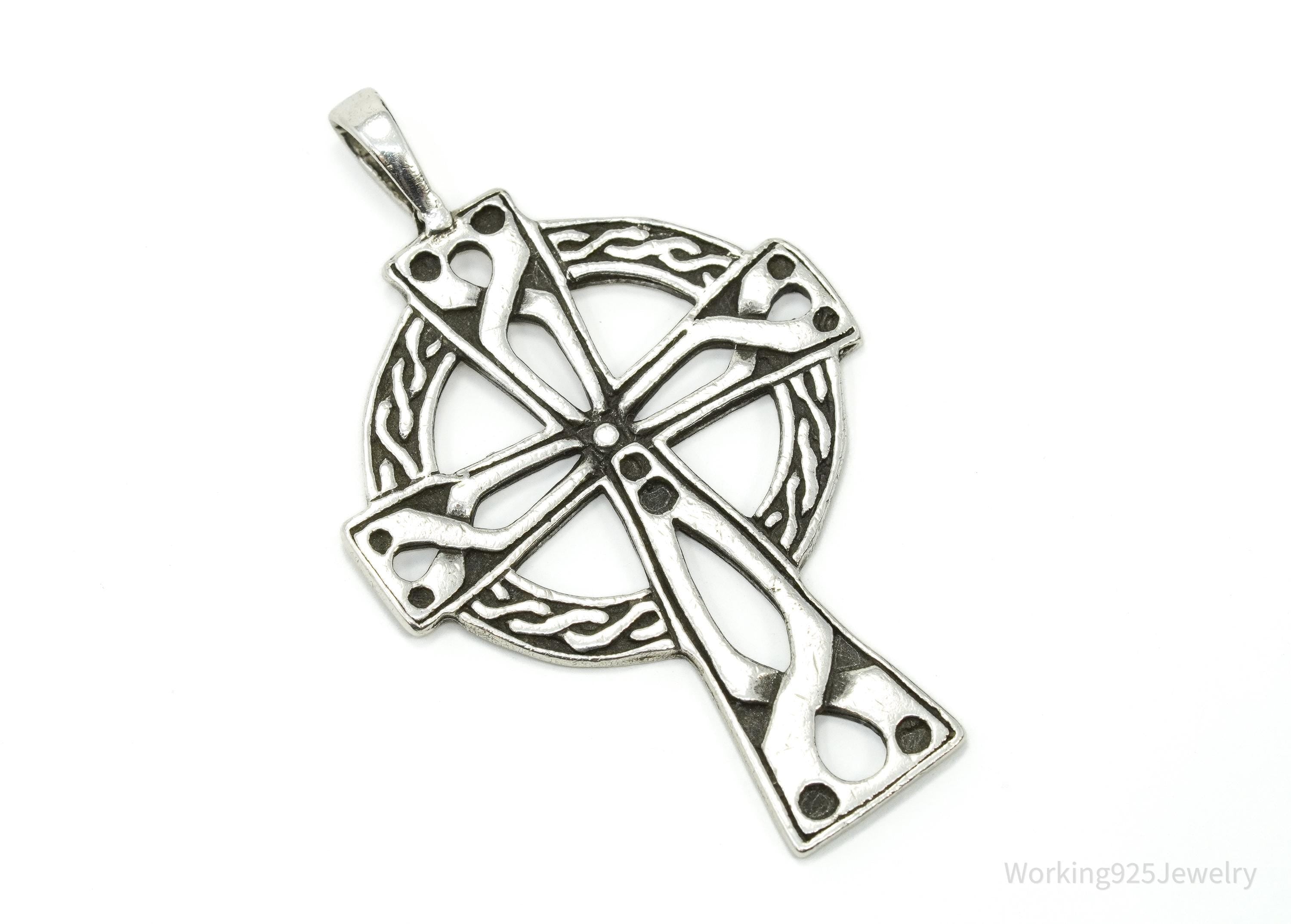 Vintage Celtic Cross Sterling Silver Necklace Pendant