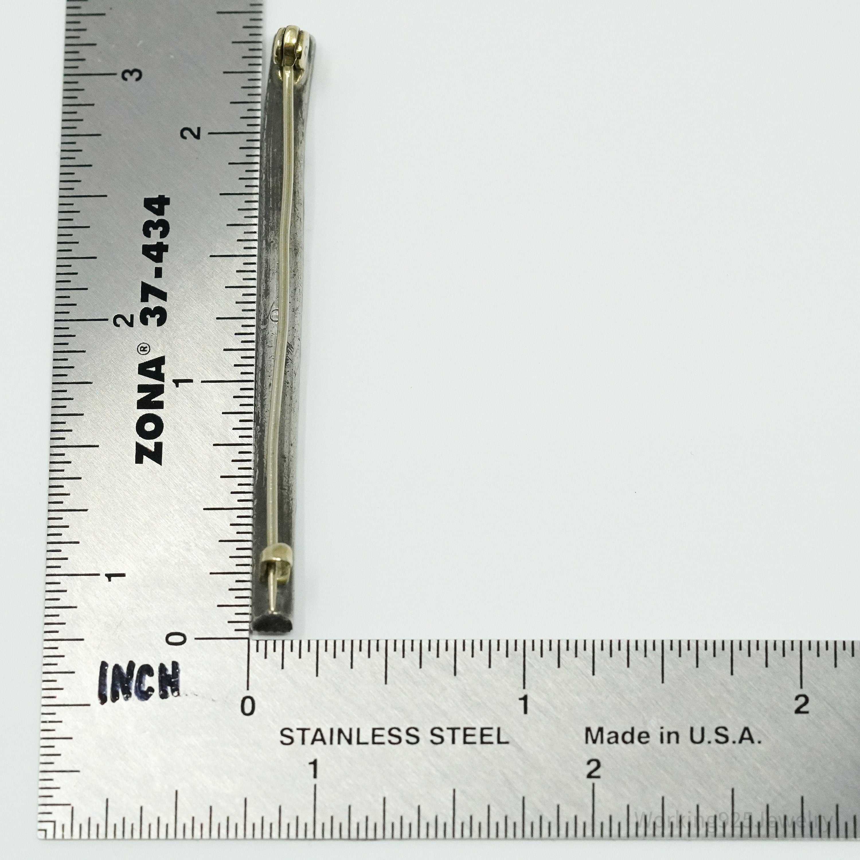 Antique Victorian French Paste Stones Silver Brooch Pin Bar