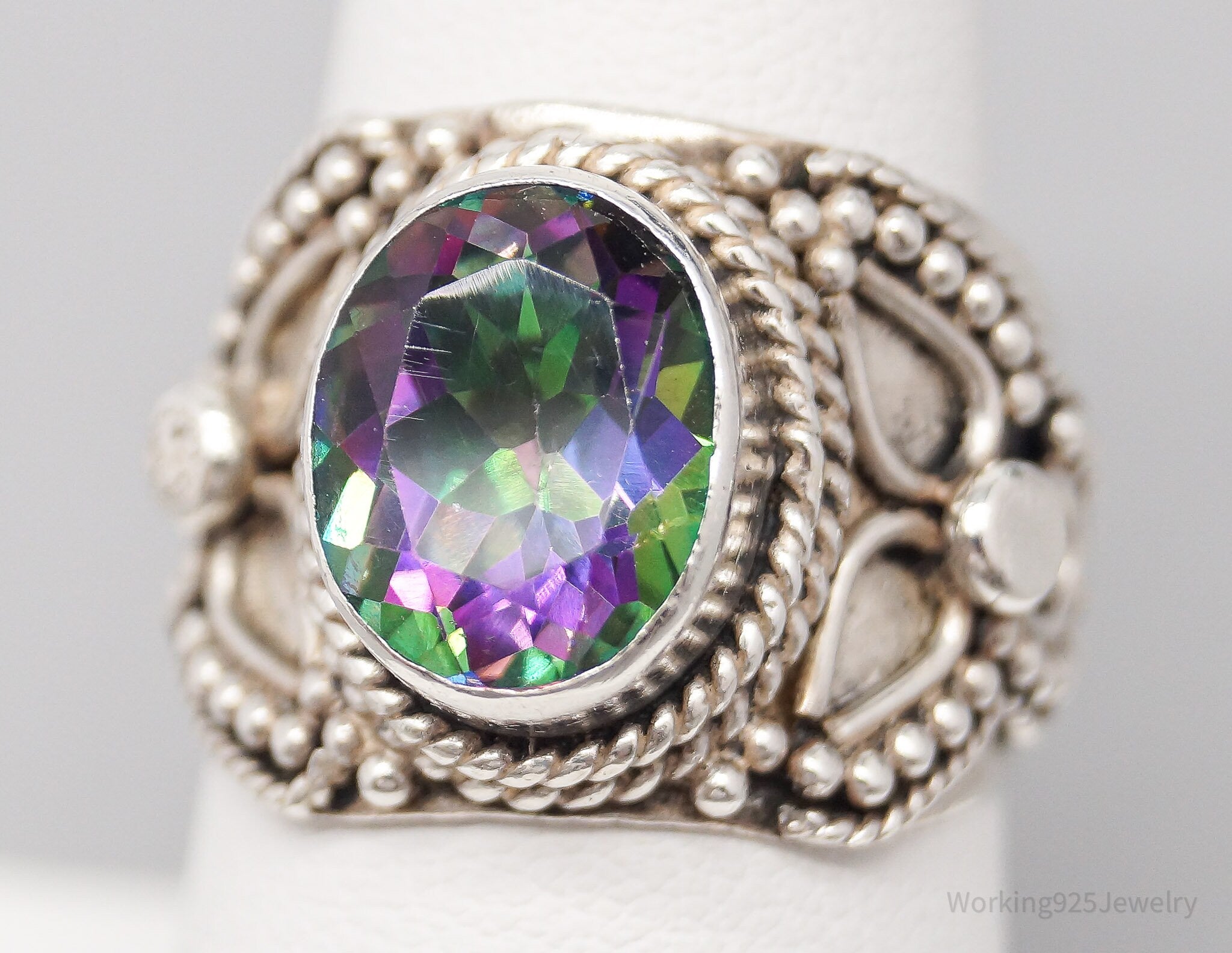 Vintage Mystic Topaz Sterling Silver Ring - Size 7.75