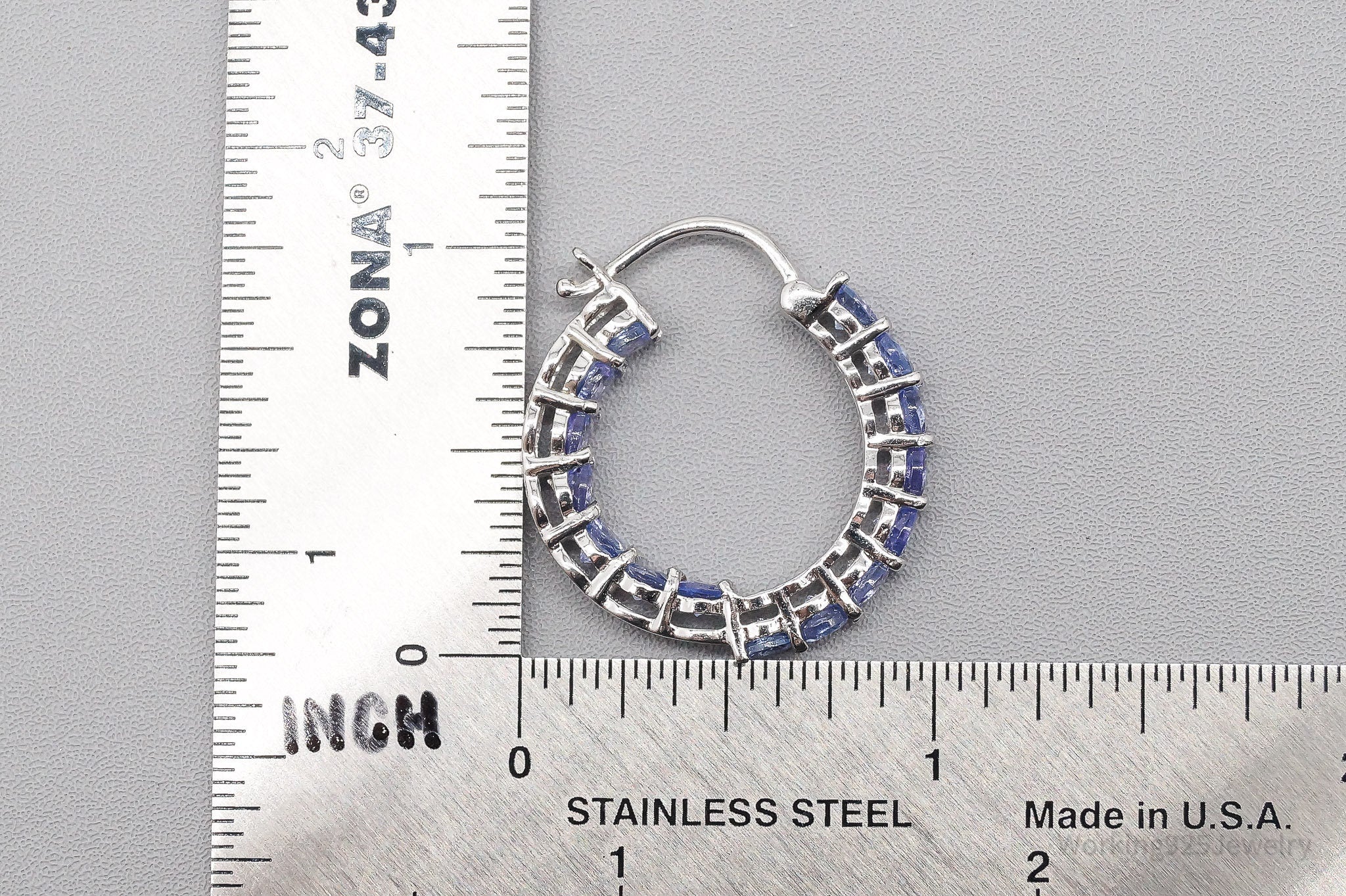 QVC GIE Tanzanite Hoop Sterling Silver Earrings