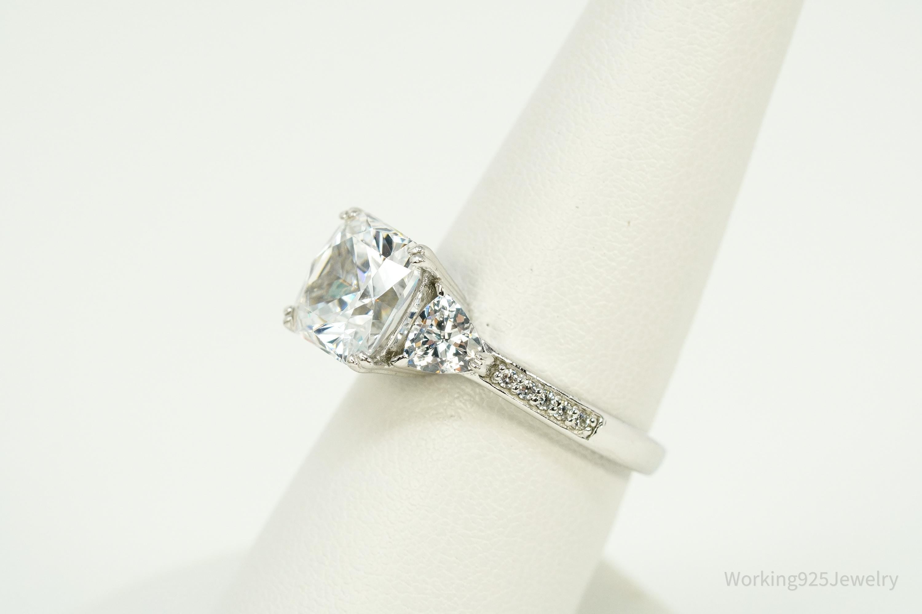 Vintage Cubic Zirconia Sterling Silver Ring Size 8