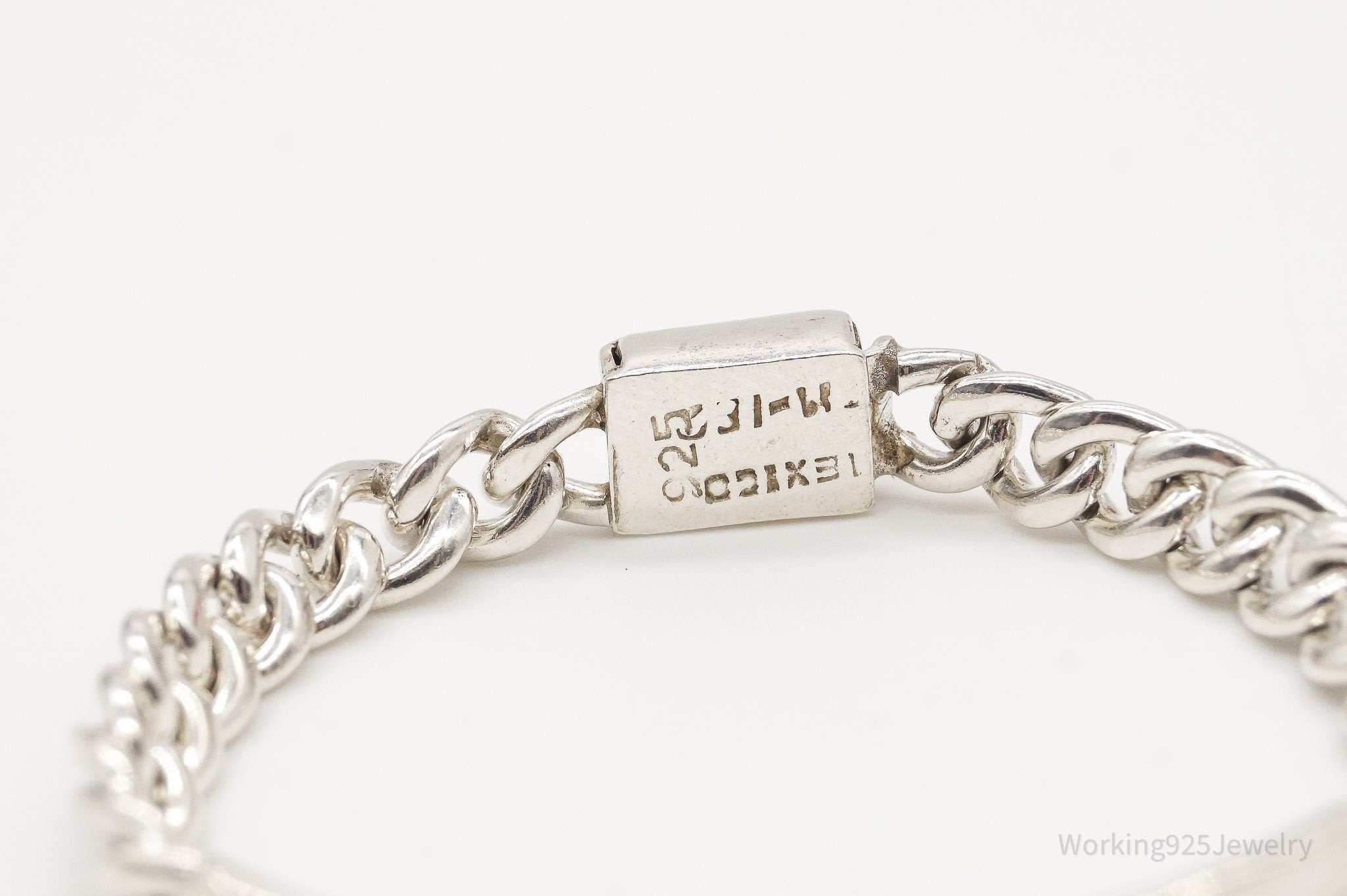 Vintage Mexico ID Tag Sterling Silver Bracelet