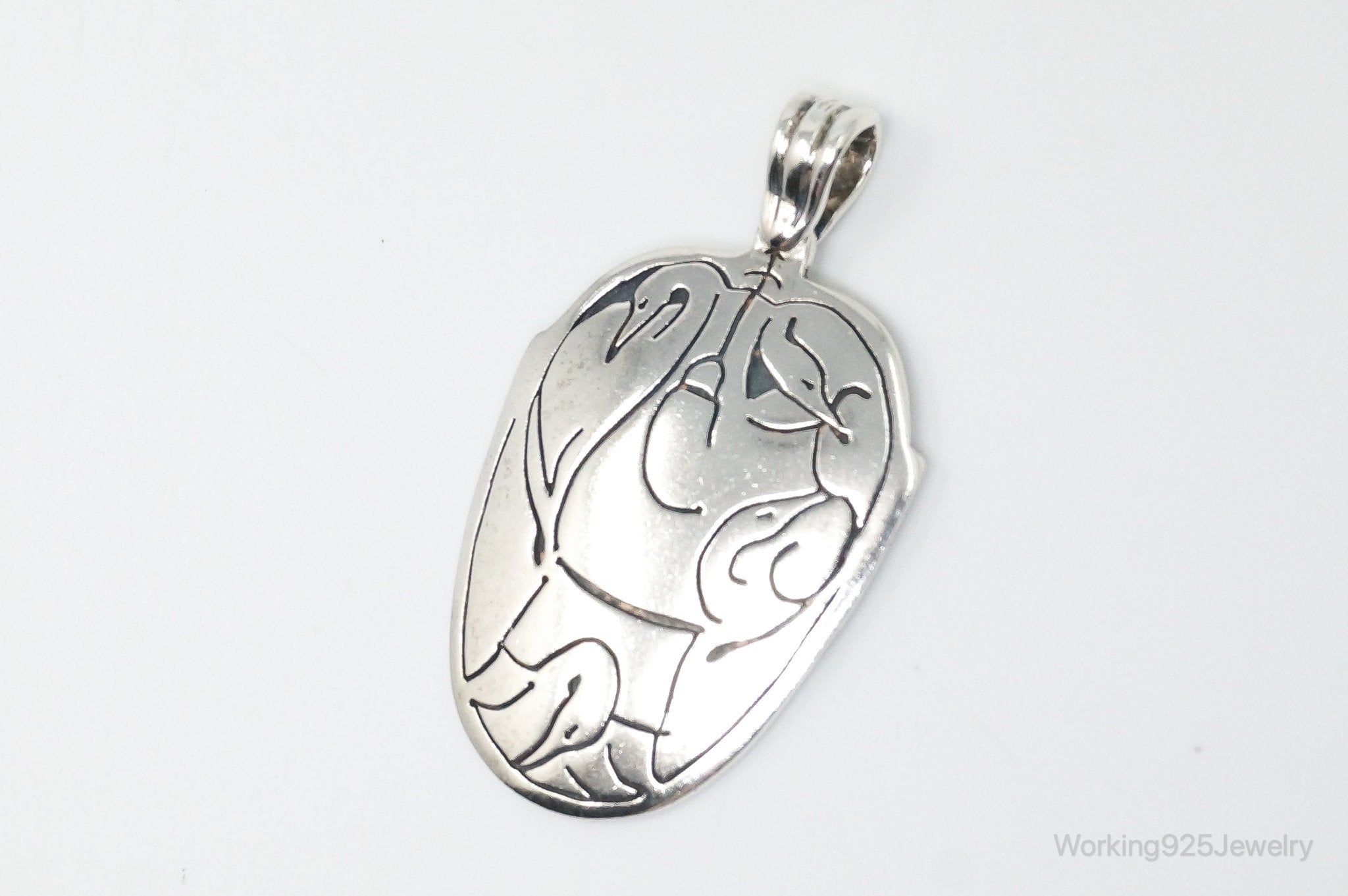 Vintage Native American DRP Sleeping Peaceful Birds Sterling Silver Pendant