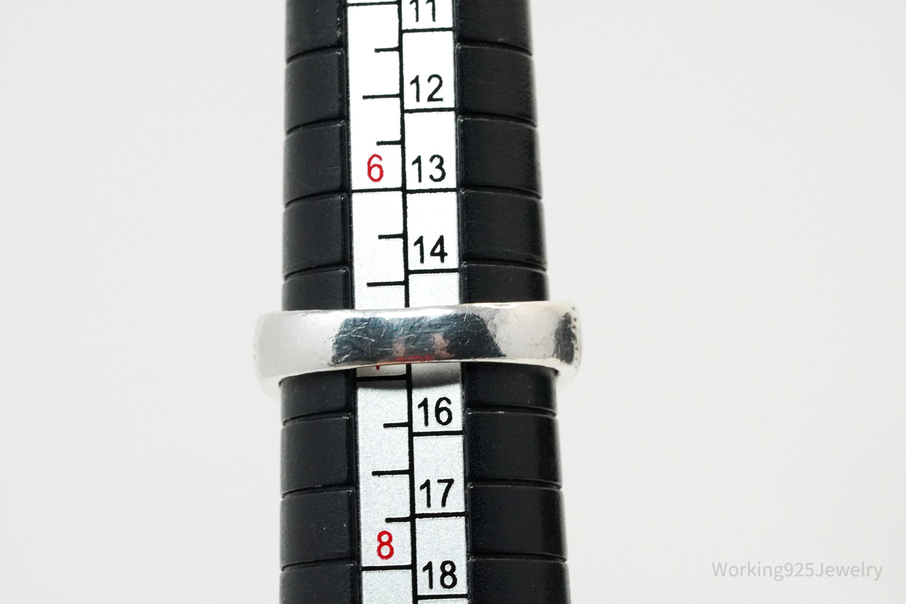 Vintage Grape Vine Leaves Sterling Silver Band Ring - Size 6.75