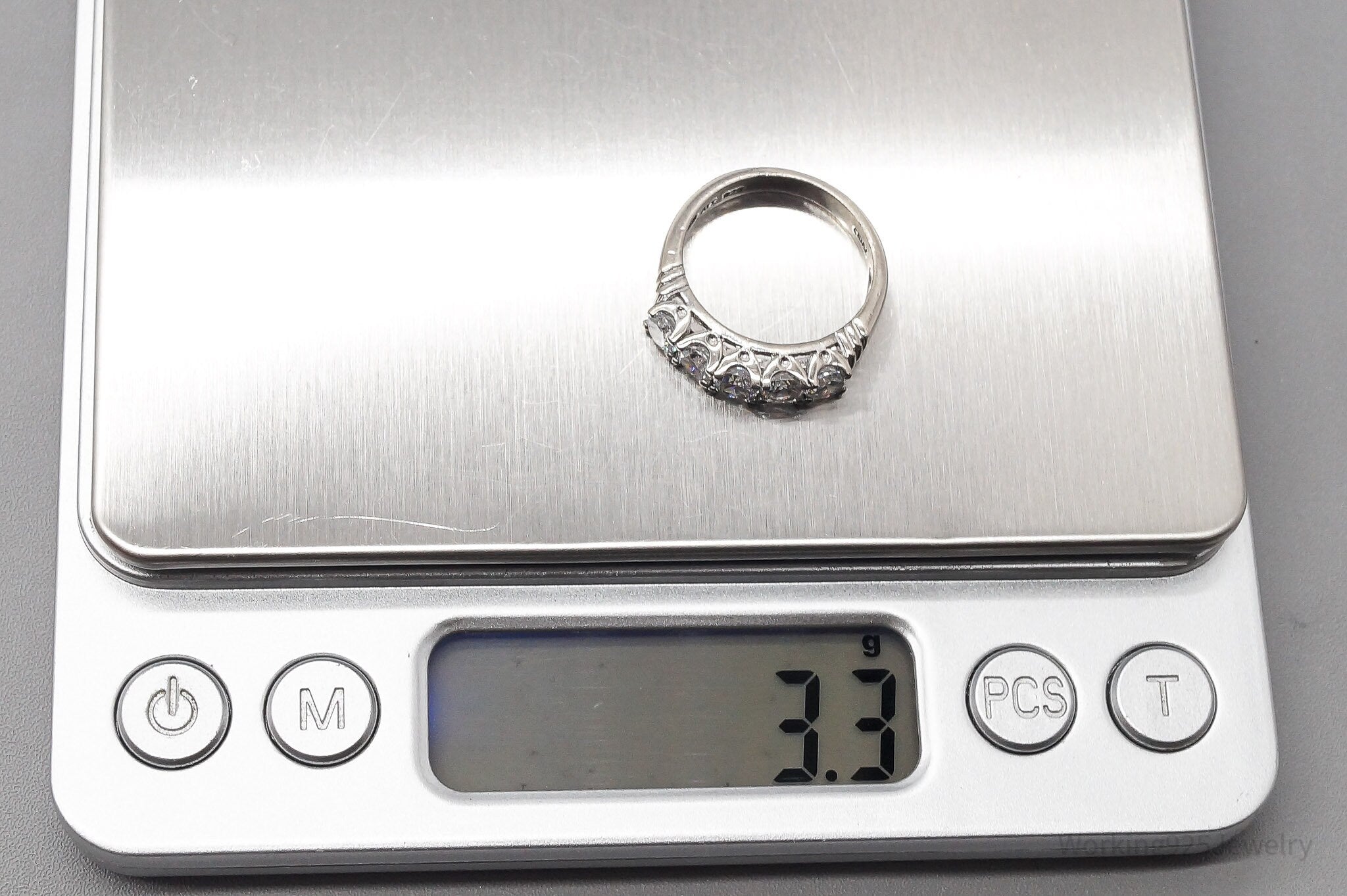 Vintage Cubic Zirconia Sterling Silver Ring - Size 5.75