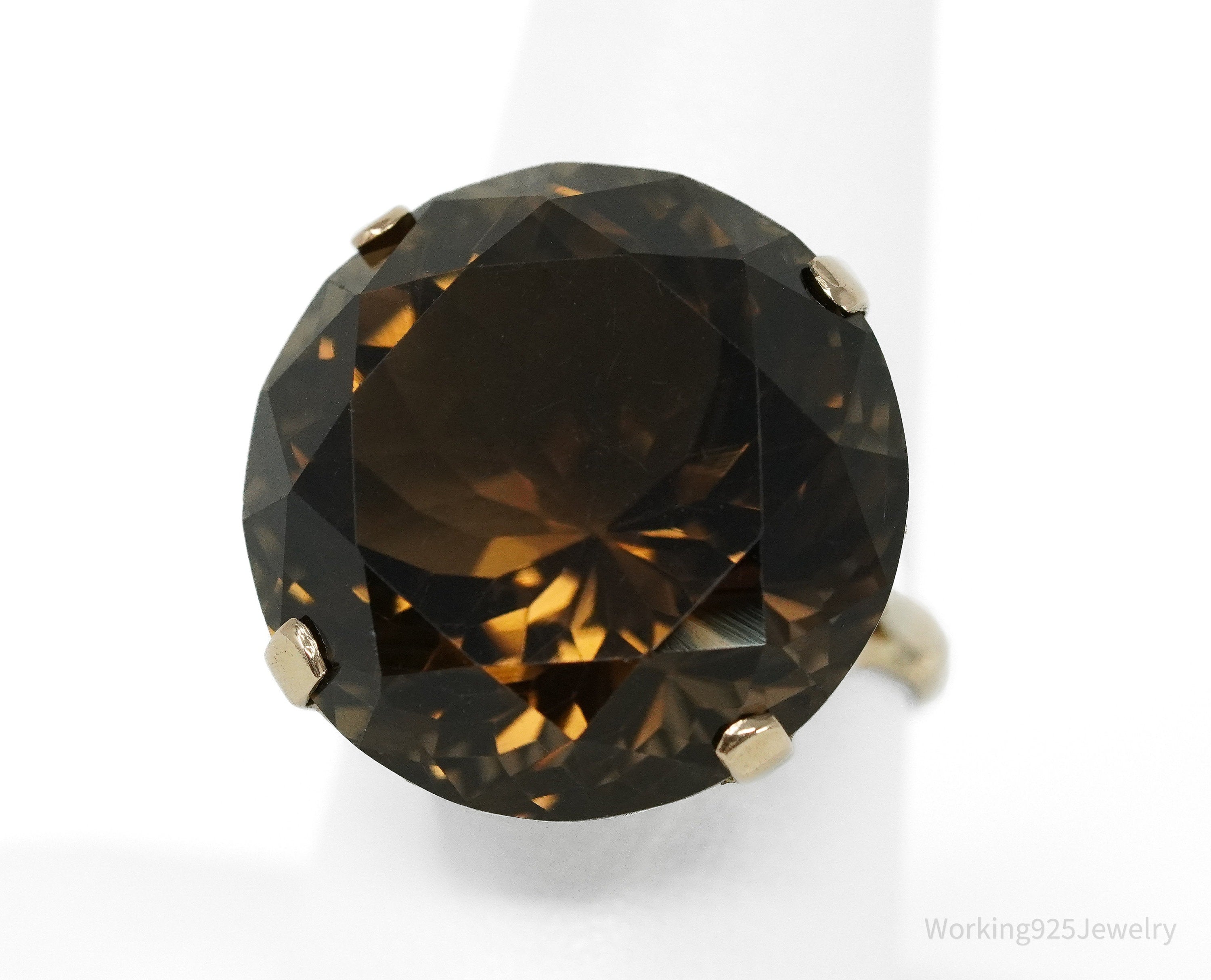 Large Smoky Quartz 14K Yellow Gold Ring - Size 8