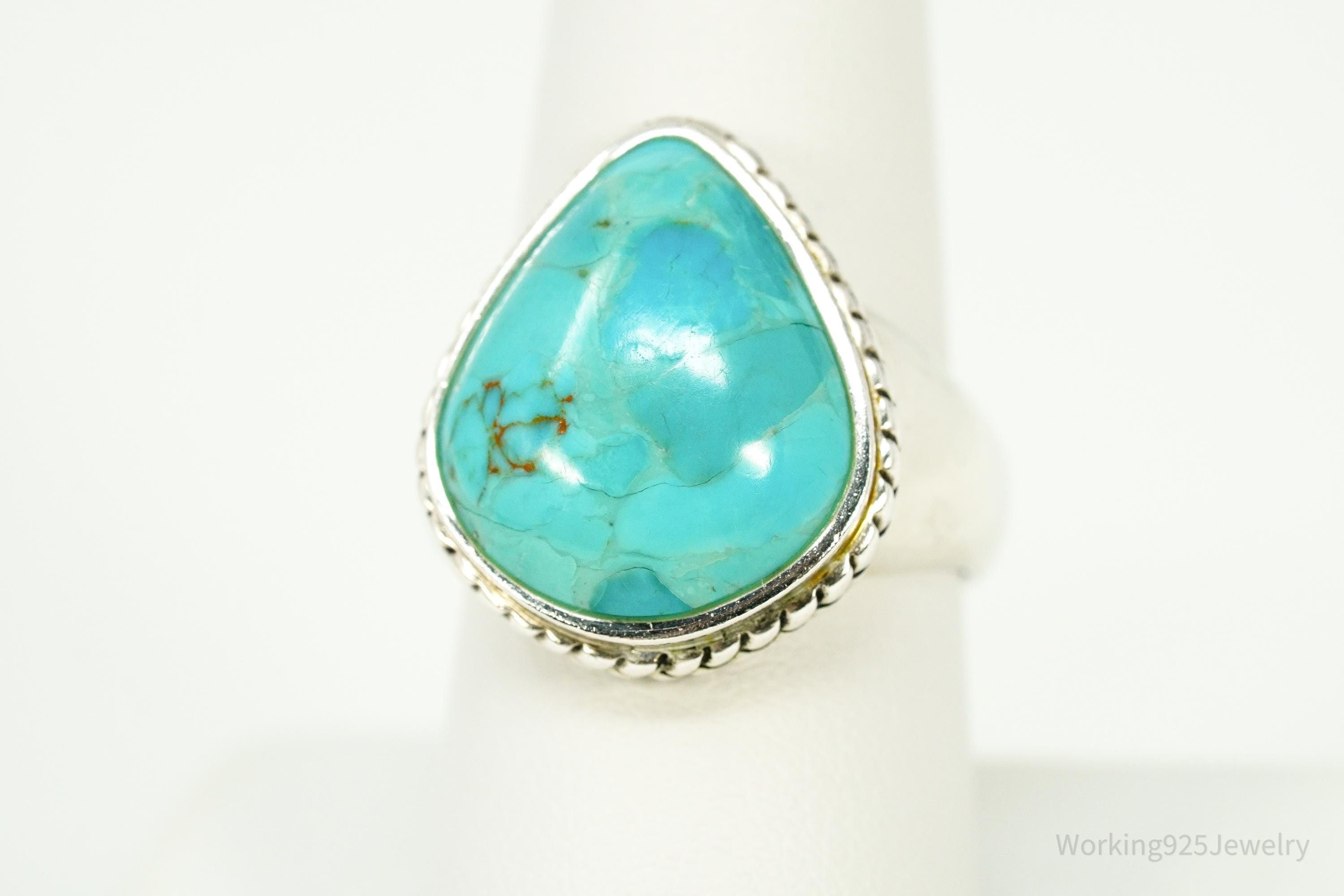 Vintage BARSE Turquoise Southwestern Style Sterling Silver Ring Size 9