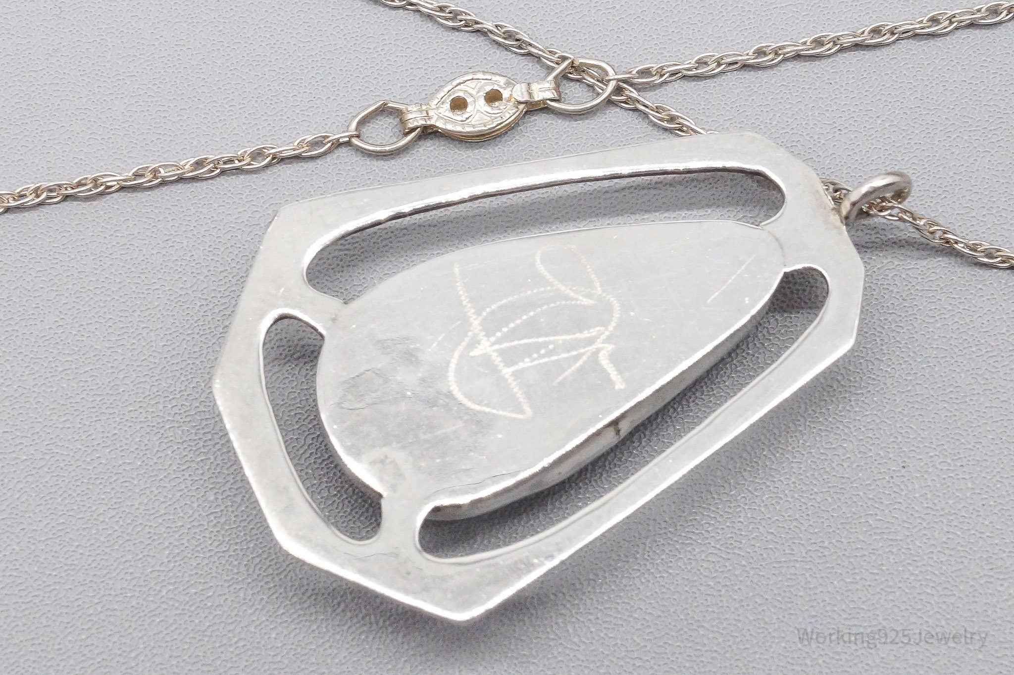 Antique Turquoise Sterling Silver Necklace 24"