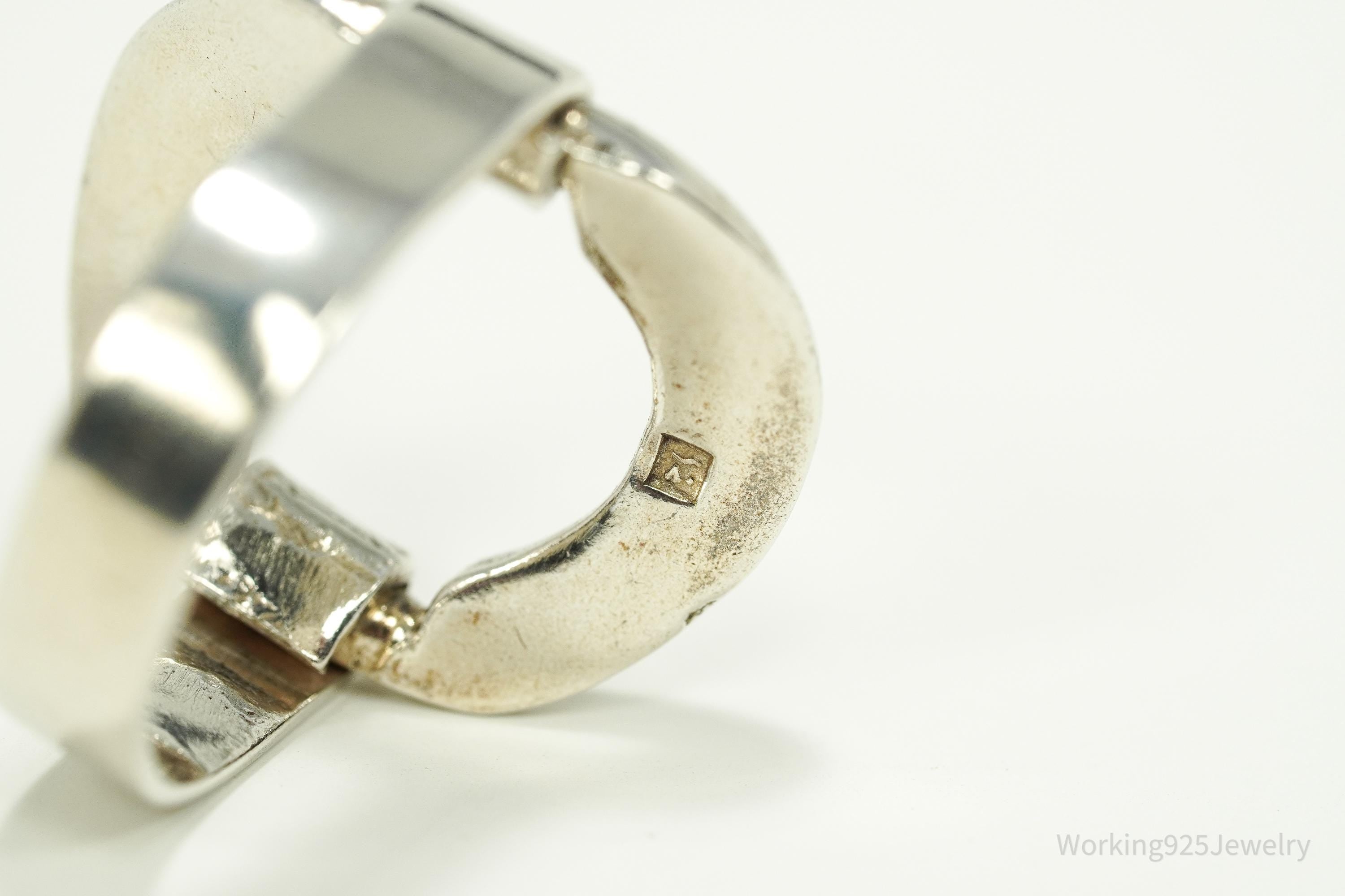 Vintage Egyptian Modernist Style Silver Ring - Size 7