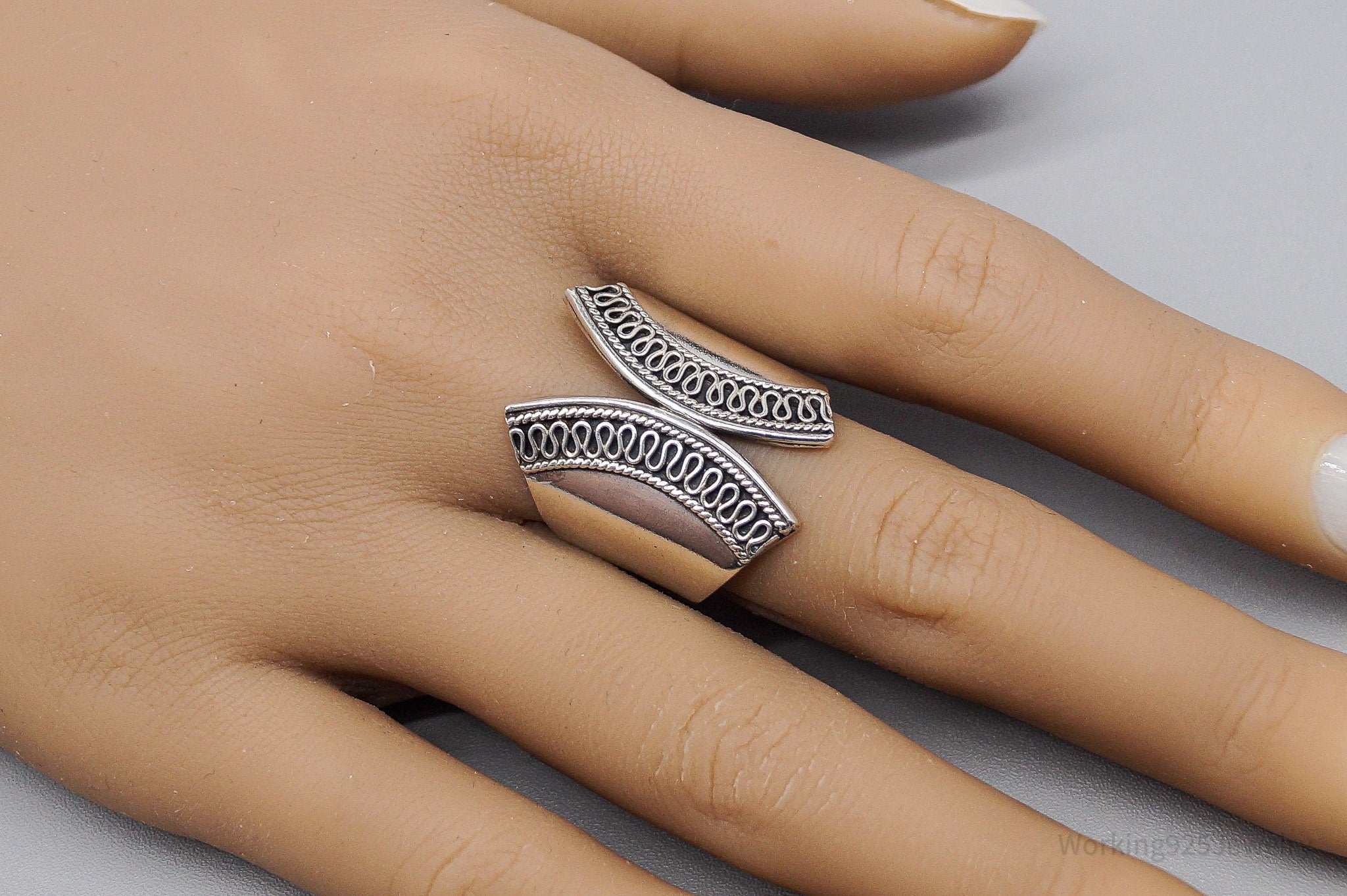 Vintage Sterling Silver Wide Band Ring - Size 9.75