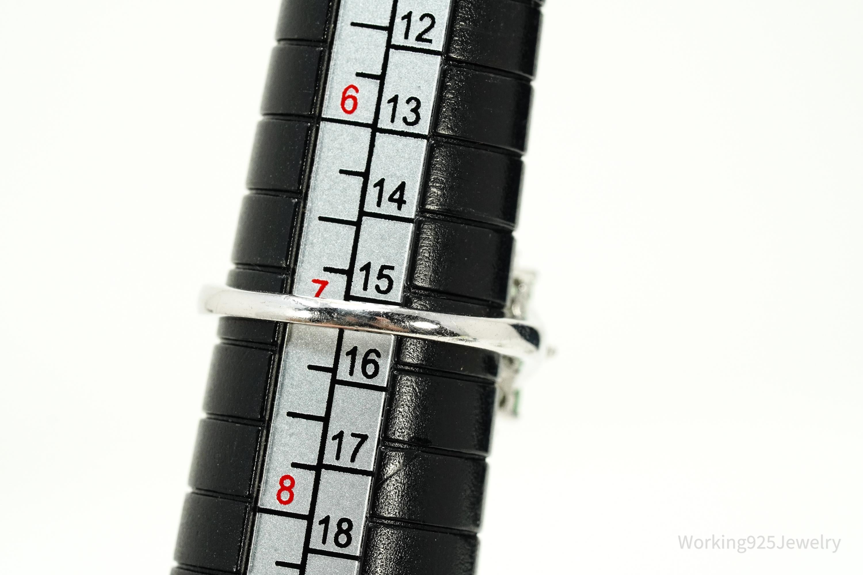 Vintage Blue Topaz & Green Amethyst Sterling Silver Ring - Size 7