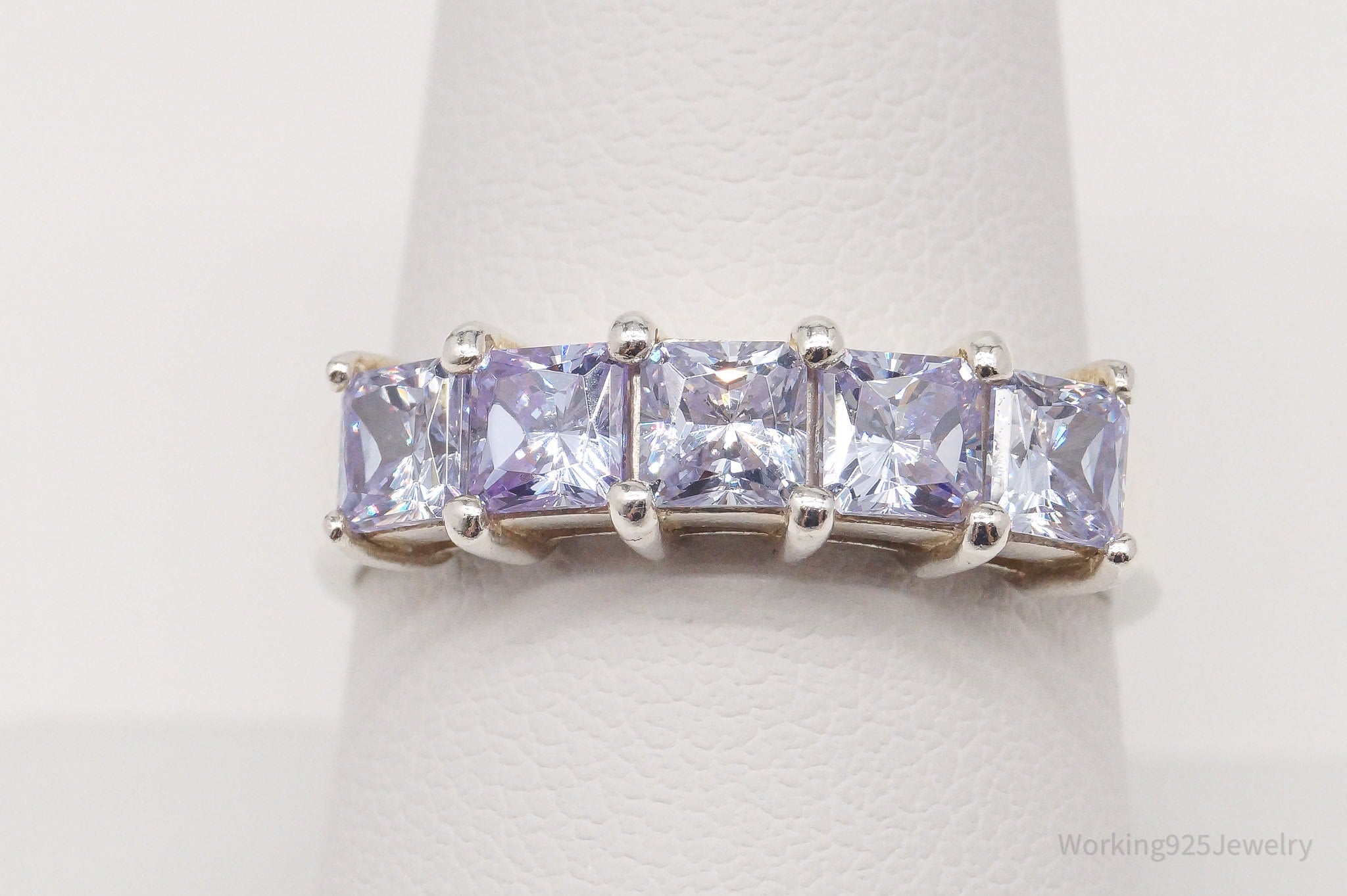 Vintage Violet Diamonique Cubic Zirconia Sterling Silver Ring - Size 9