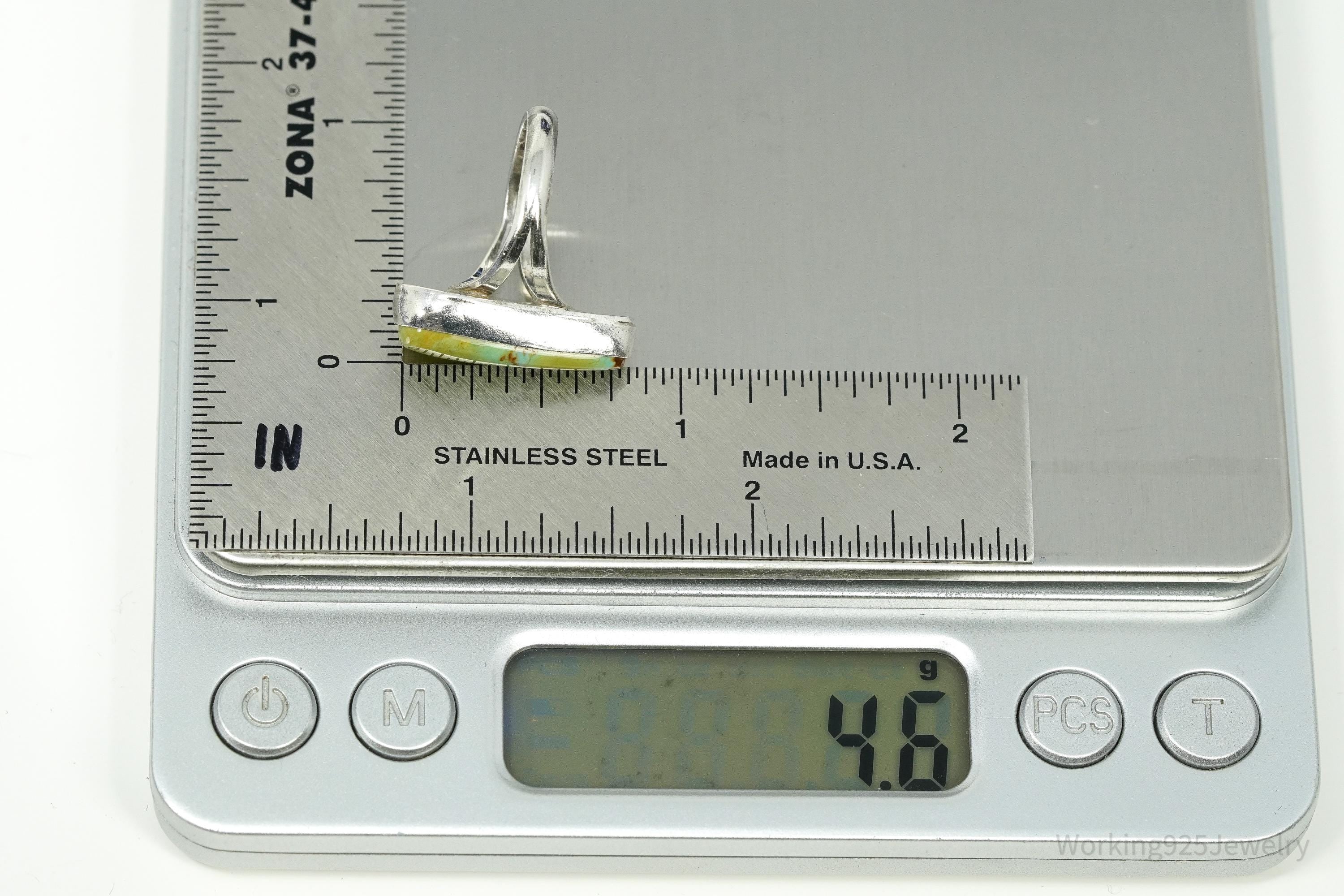 Vintage Native American Turquoise Sterling Silver Ring - Size 5.5