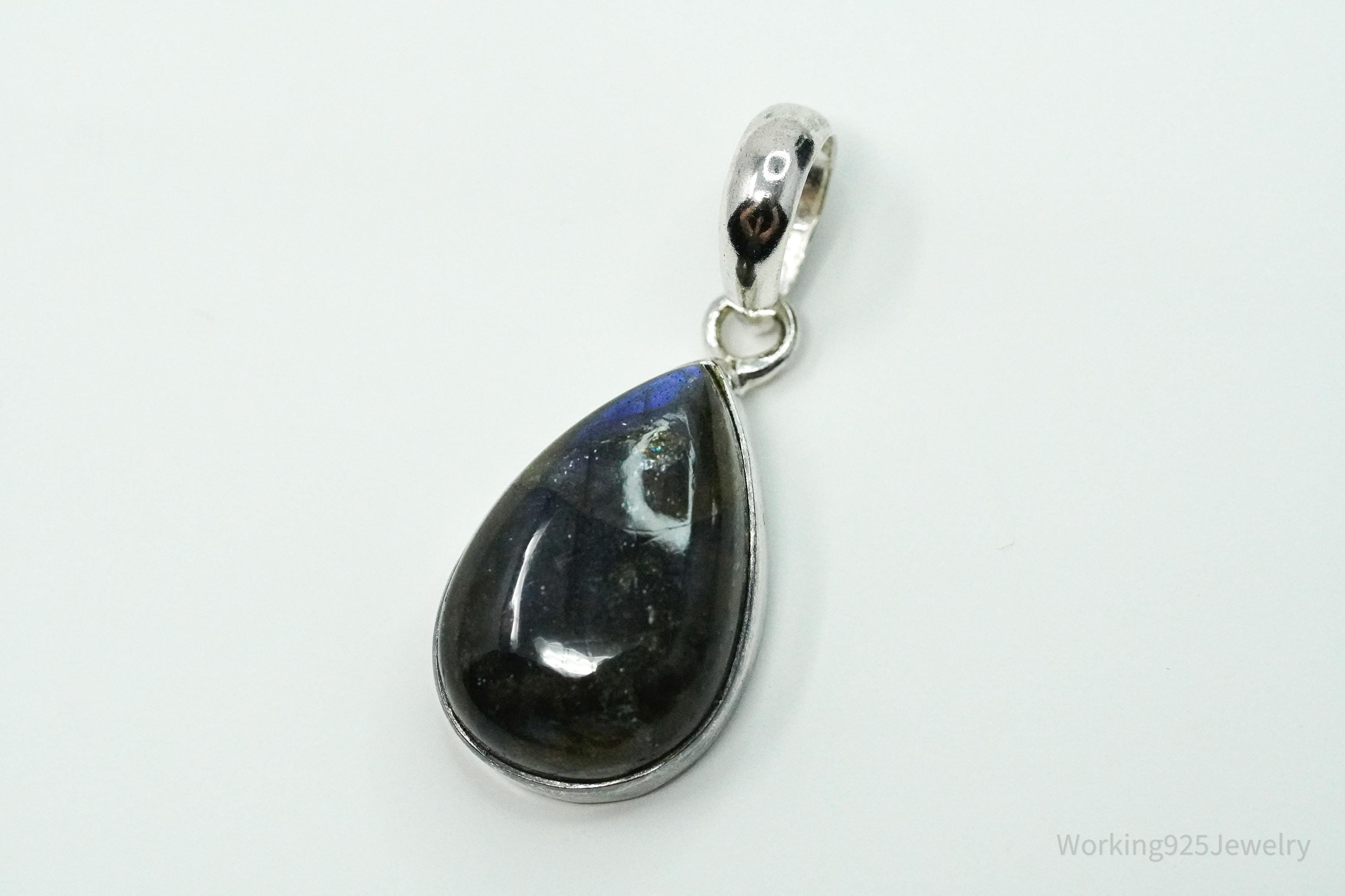 Vintage Labradorite Sterling Silver Necklace Pendant