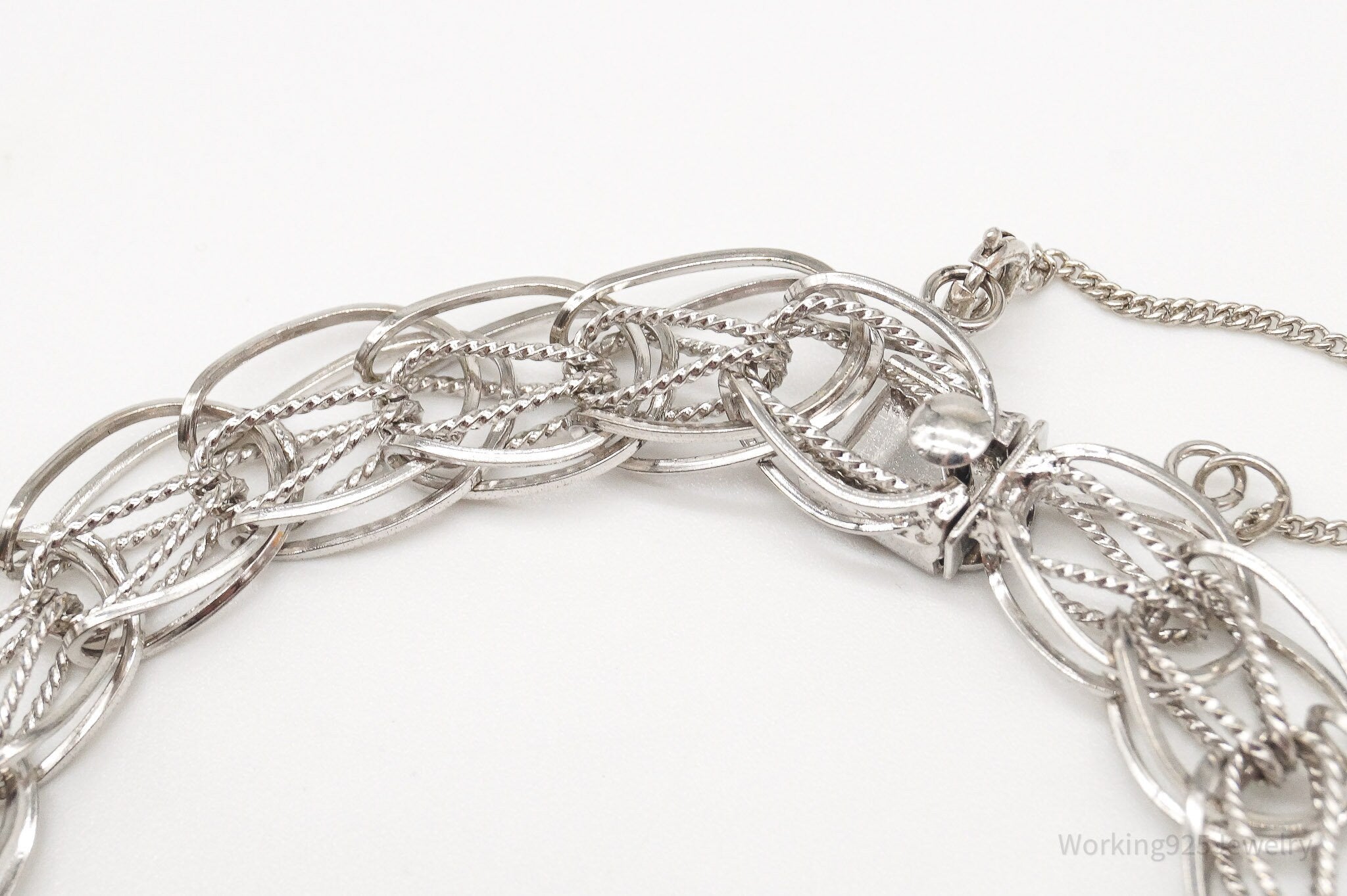 Vintage Sterling Silver Link Charm Bracelet