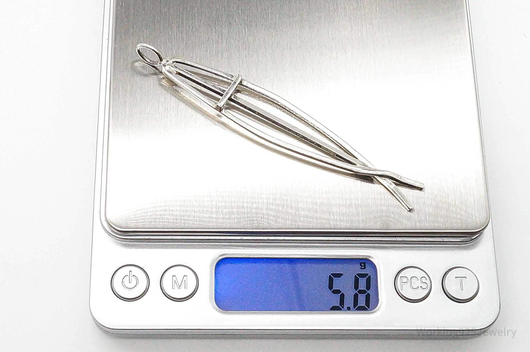 Vintage Ichthus Cross Fish Modernist Sterling Silver Necklace Pendant